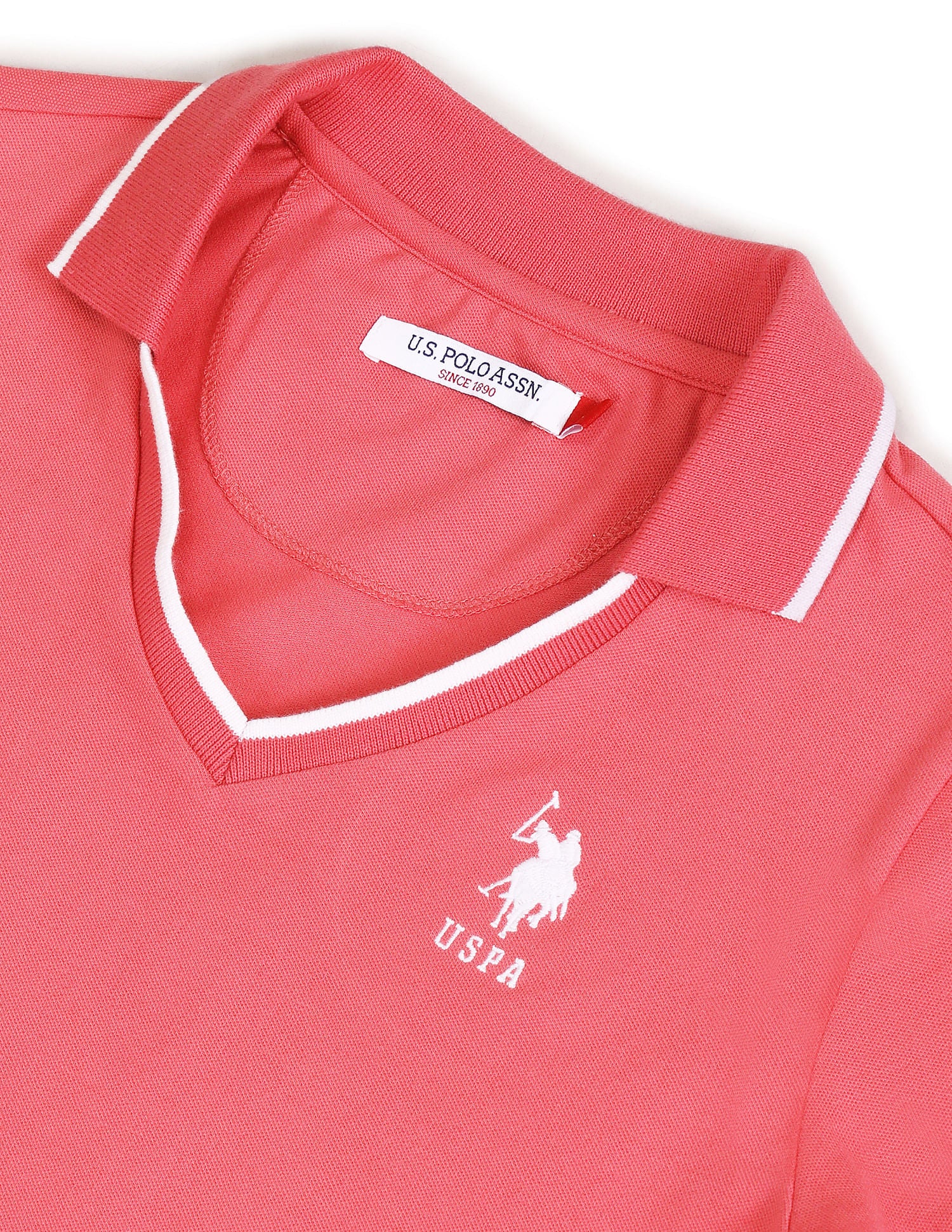 Logo Solid Polo Shirt Pink - U.S. POLO ASSN. | Large