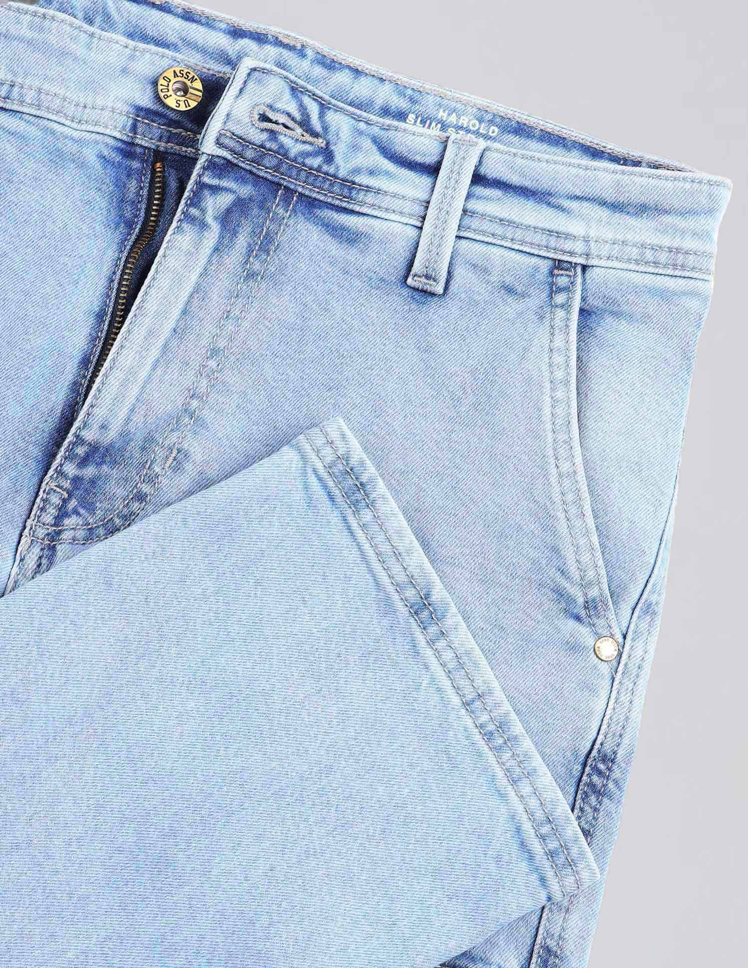 Harold Slim Straight Fit Blue Jeans Light Wash - U.S. Polo Assn. India | Large