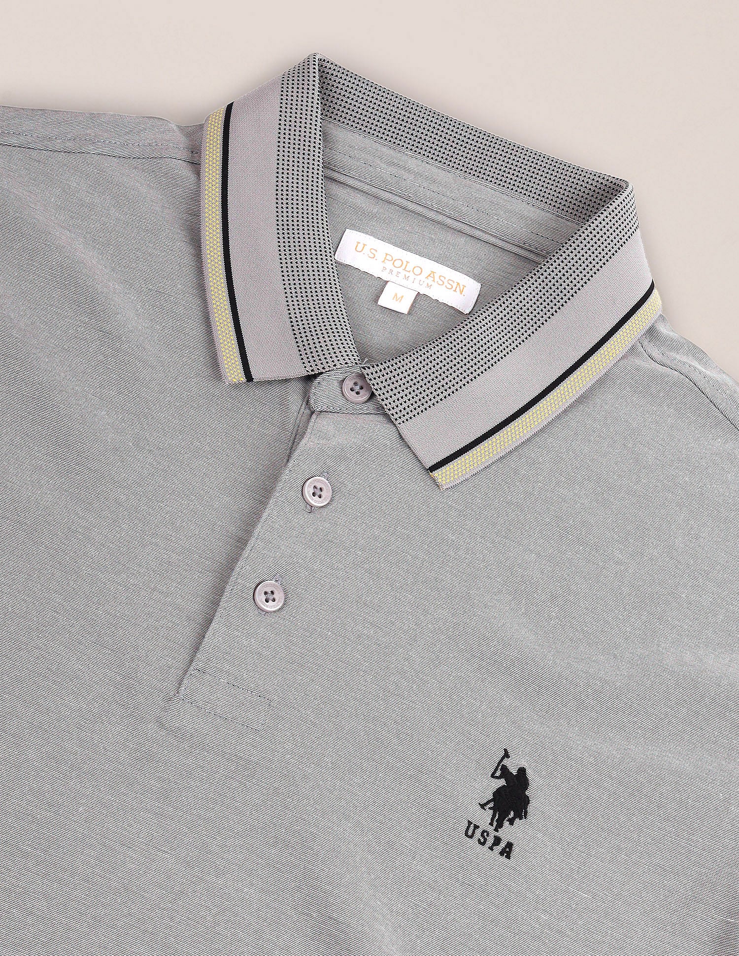 Slim Fit Heathered Polo Shirt Light Grey - U.S. Polo Assn. India | Large