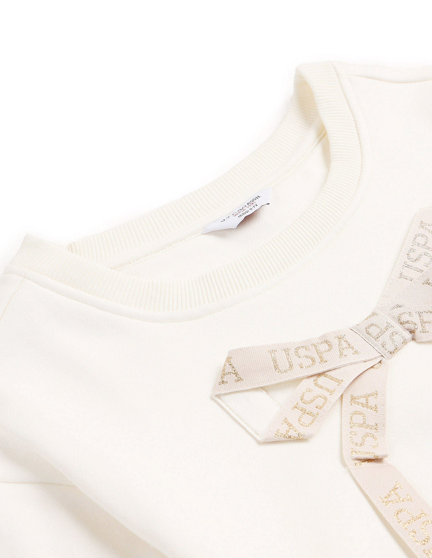 Girls Brand Taped Bow Sweatshirt Off White - U.S. POLO ASSN. | Large
