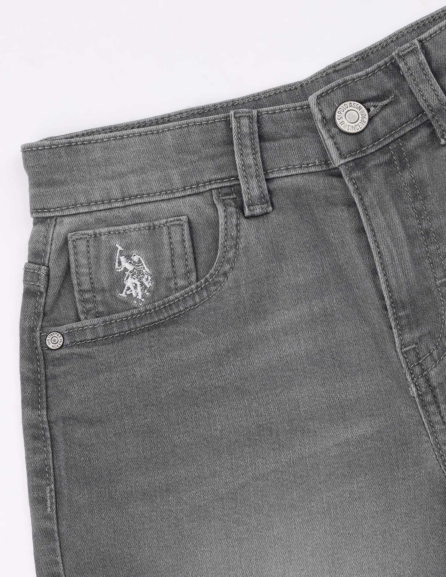 Mid Rise Regular Fit Denim Shorts Grey - U.S. Polo Assn. India | Large