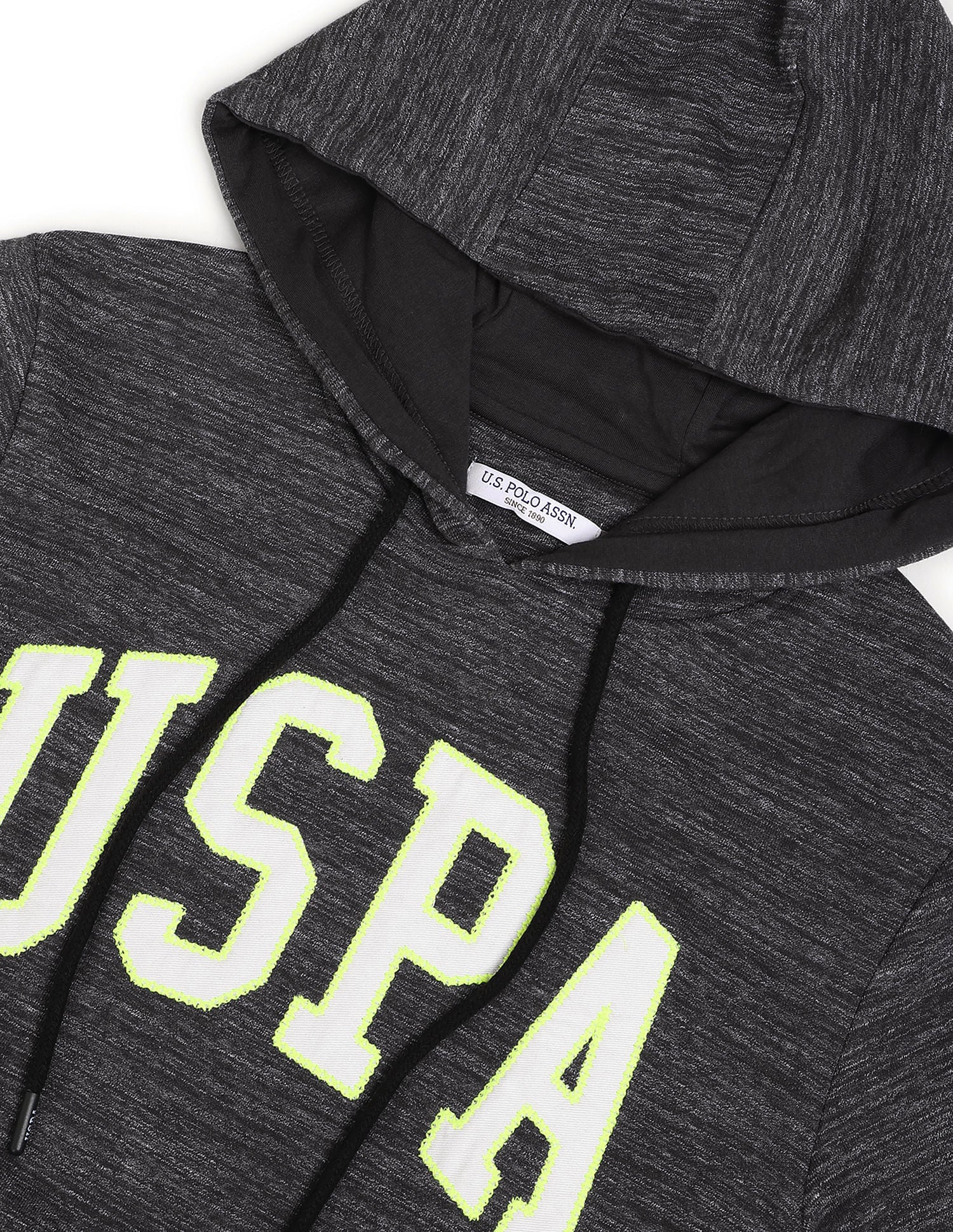 Hooded Heathered Sweatshirt Dark Grey - U.S. POLO ASSN. | Large