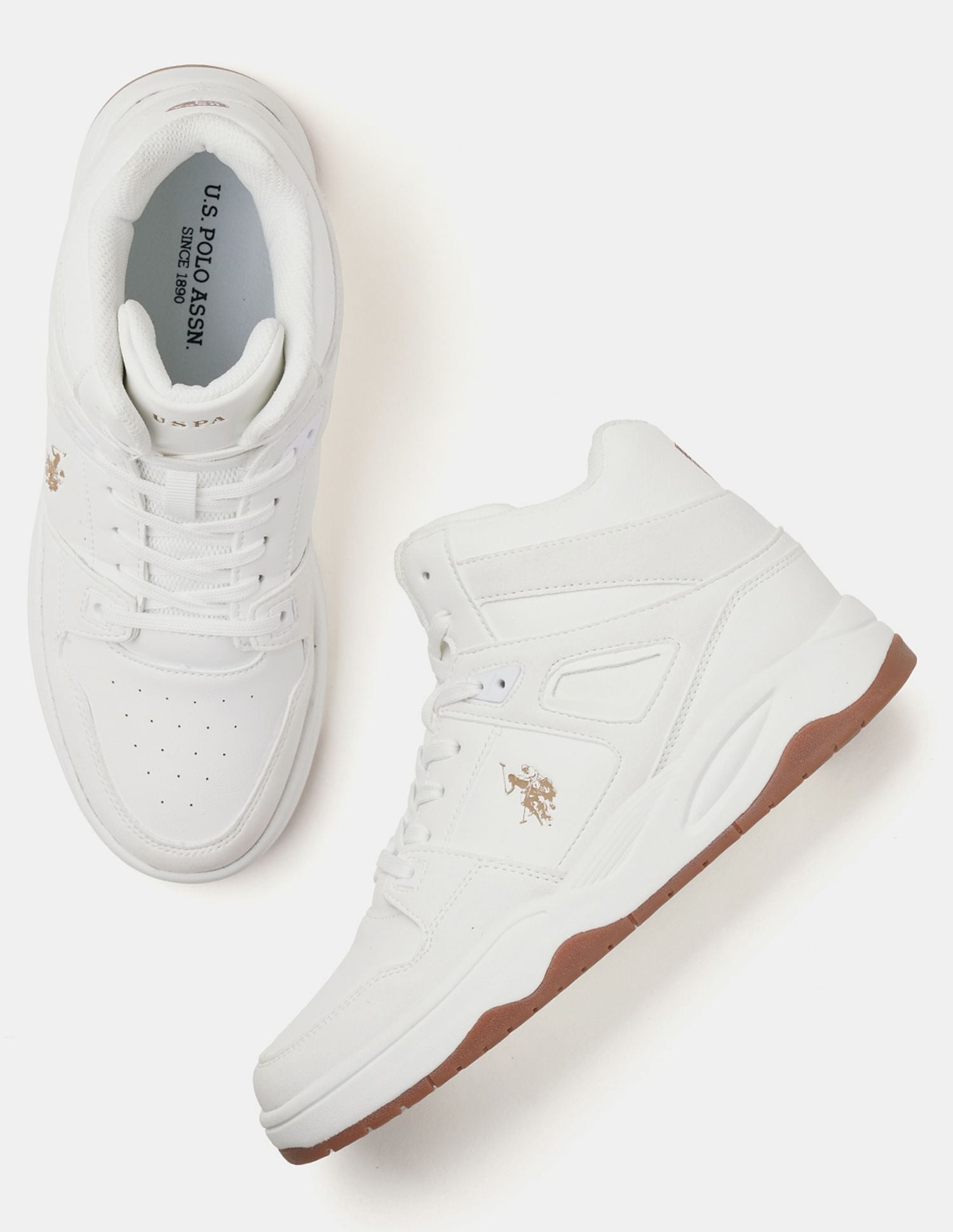 Men Bruce Mid Top Sneakers Off White - U.S. Polo Assn. India | Large