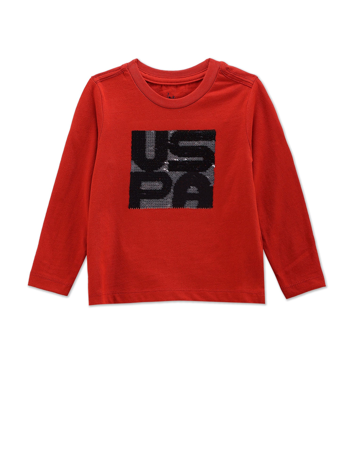 Boys Cotton Flip Sequin T-Shirt Rust - U.S. POLO ASSN. | Large