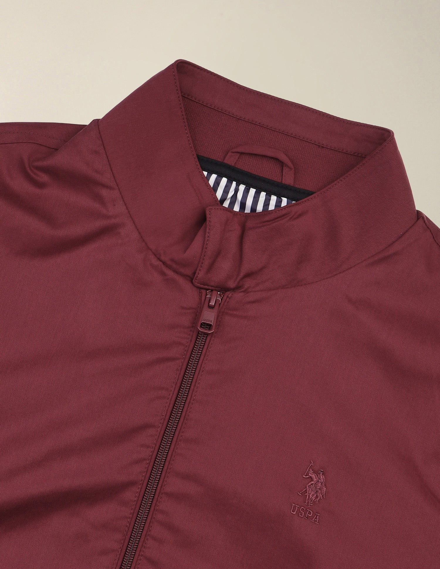 Solid Regular Fit Bomber Jacket Red - U.S. Polo Assn. India | Large