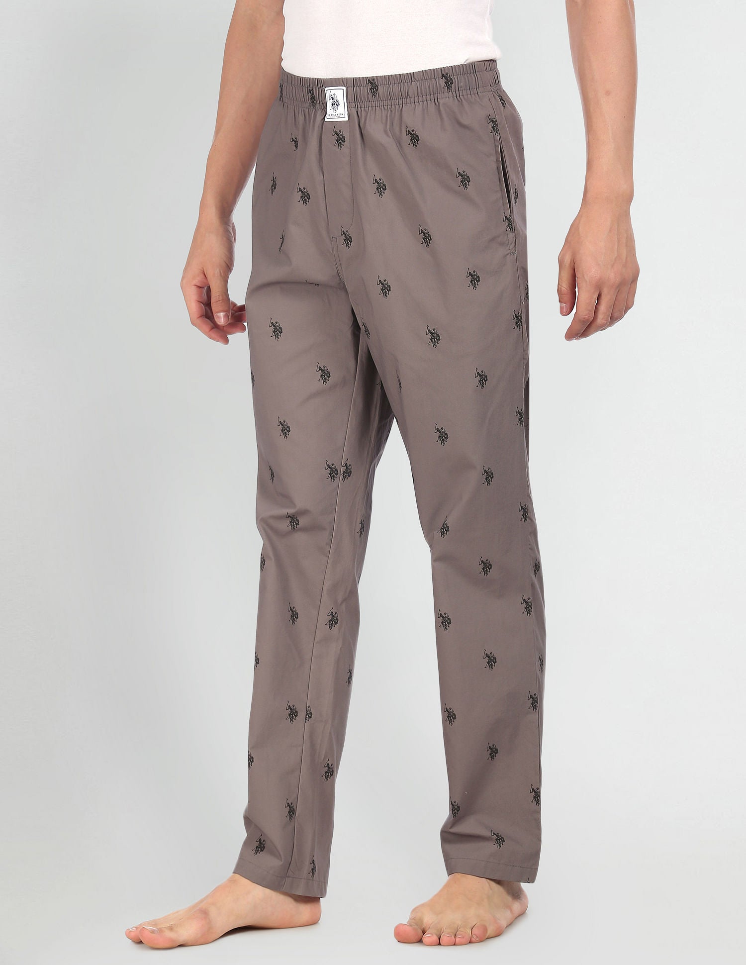 Signature Logo Print Cotton Lounge Pants - Pack Of 1 Grey - U.S. POLO ASSN. | Large