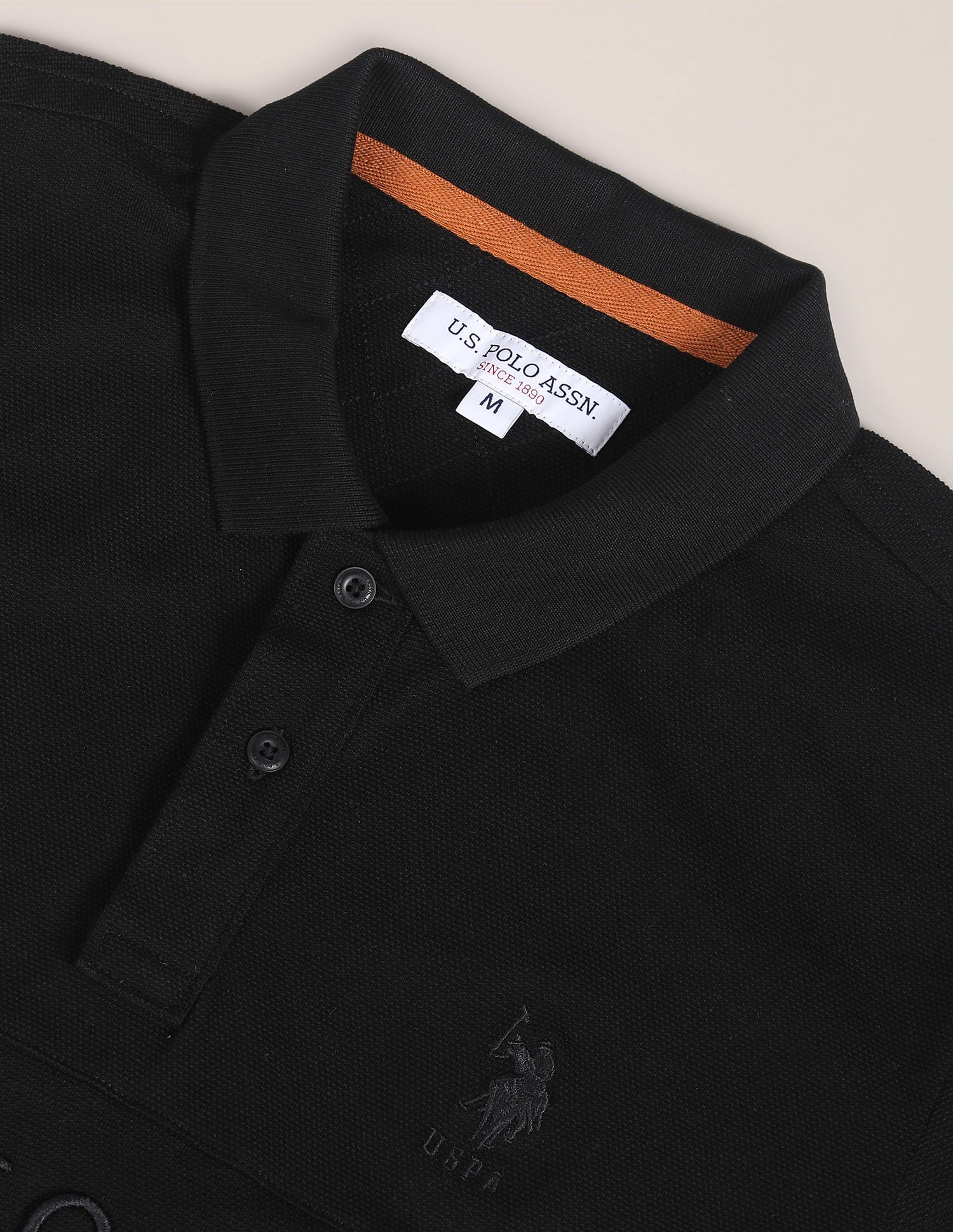 Cotton Slim Fit Polo Shirt Black - U.S. Polo Assn. India | Large