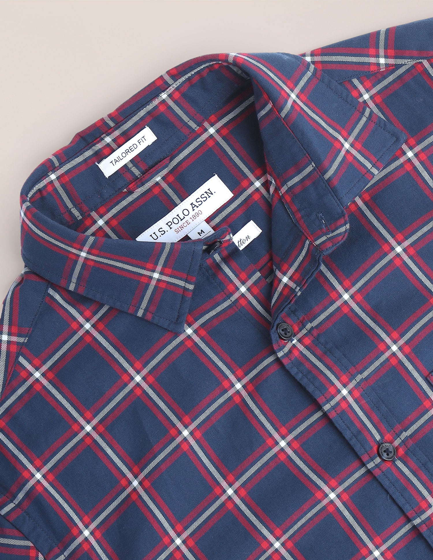 Tartan Check Cotton Twill Shirt Navy - U.S. Polo Assn. India | Large