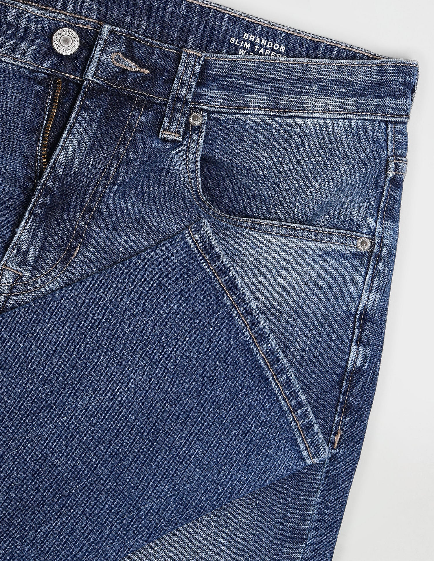 Brandon Slim Tapered Blue Jeans Blue - U.S. POLO ASSN. | Large