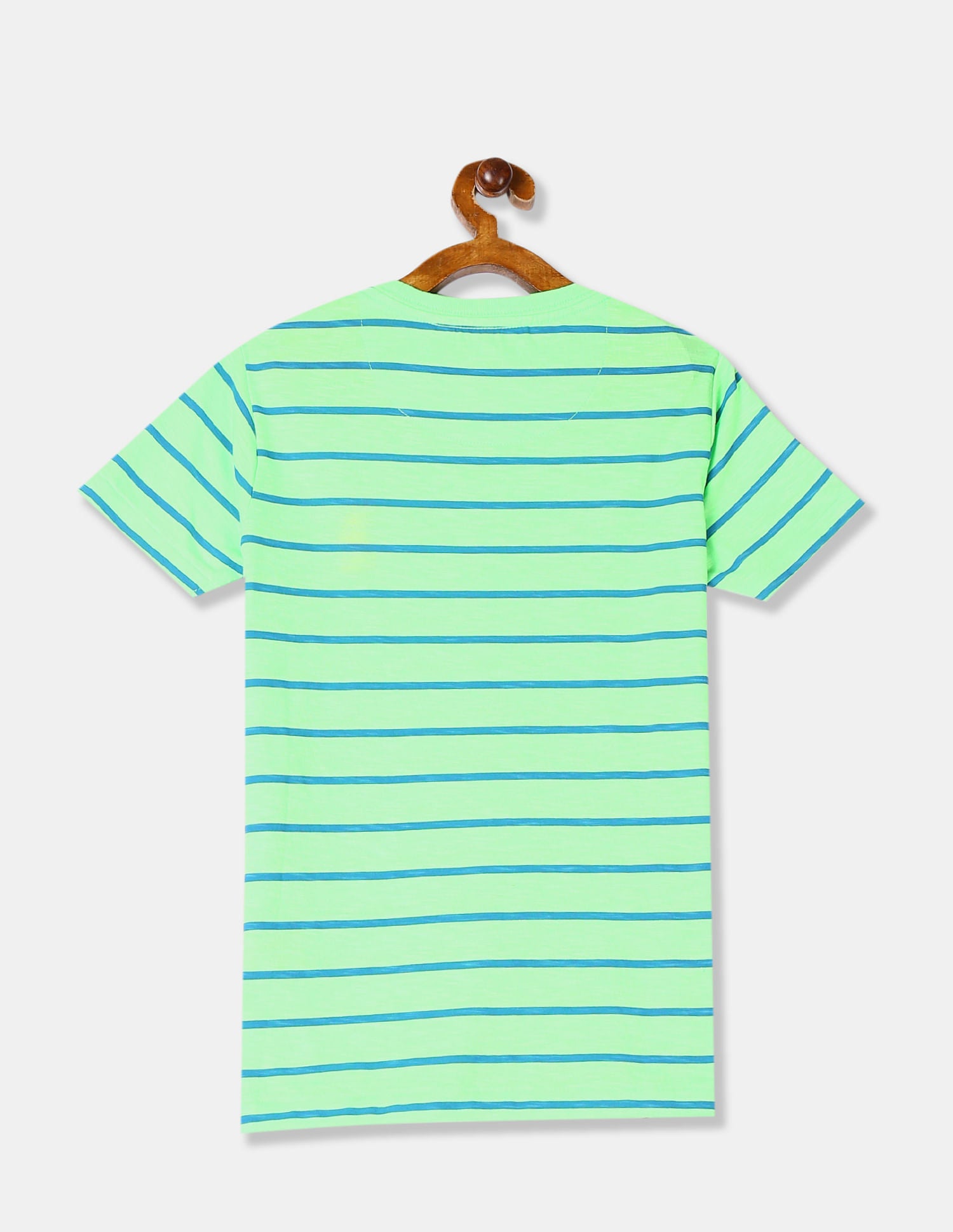 Boys Green Horizontal Stripe Crew Neck T-Shirt Neon Green - U.S. POLO ASSN. | Large