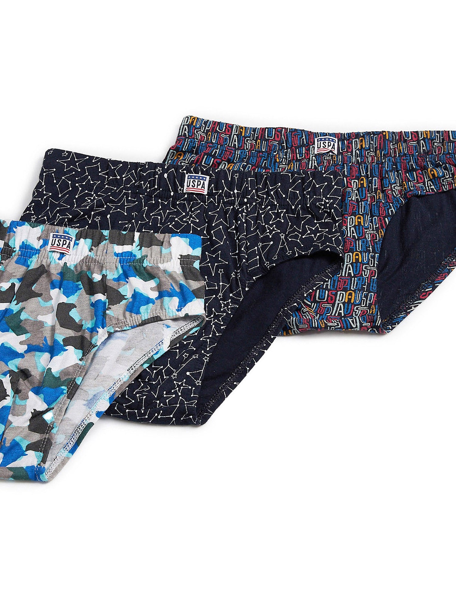 Mid Rise Pure Cotton EKB02 Briefs - Pack Of 3 Navy and Grey - U.S. POLO ASSN. | Large