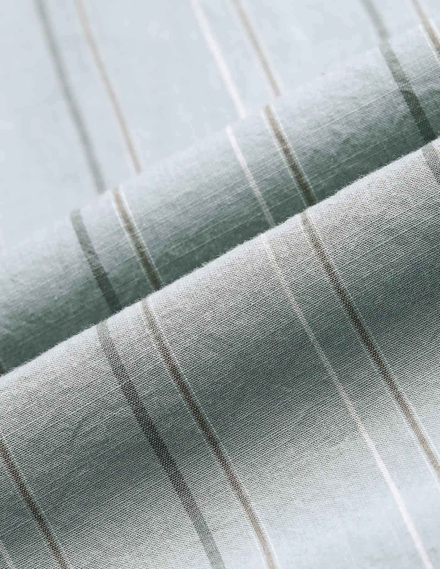 Pure Cotton Vertical Striped Mandarin Shirt Green - U.S. Polo Assn. India | Large