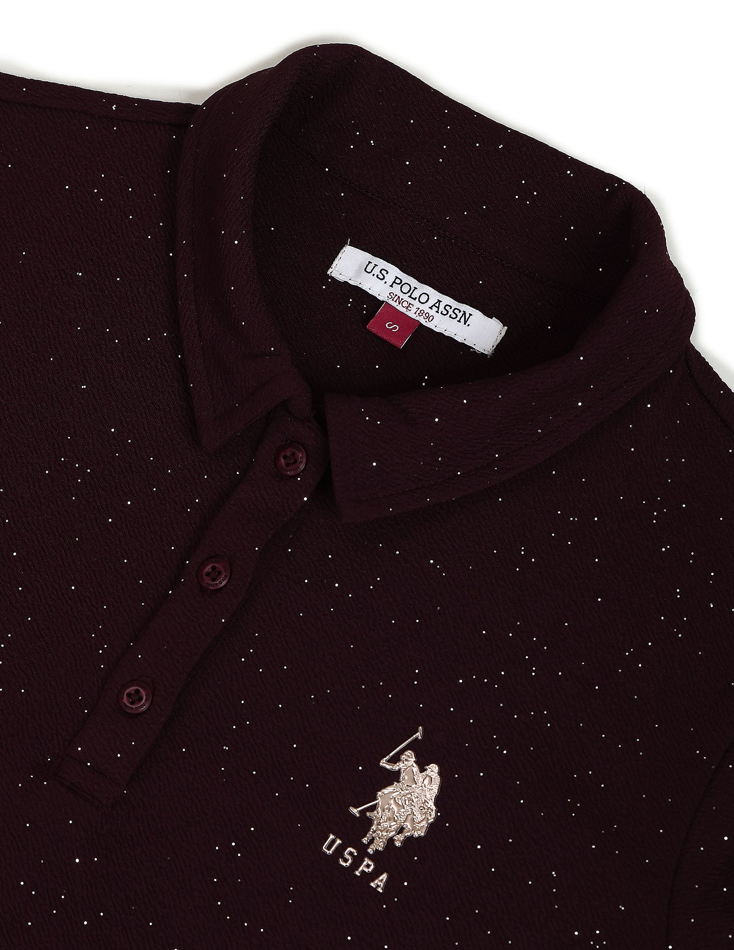 Textured Slim Polo Shirt Wine - U.S. POLO ASSN. | Large