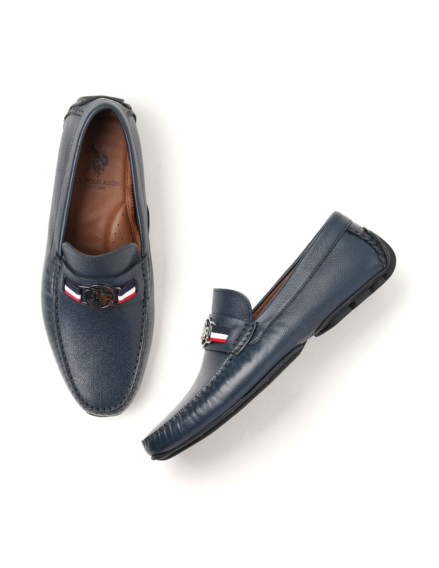 Metallic Logo Solid Hermes 5.0 Loafers Navy - U.S. POLO ASSN. | Large