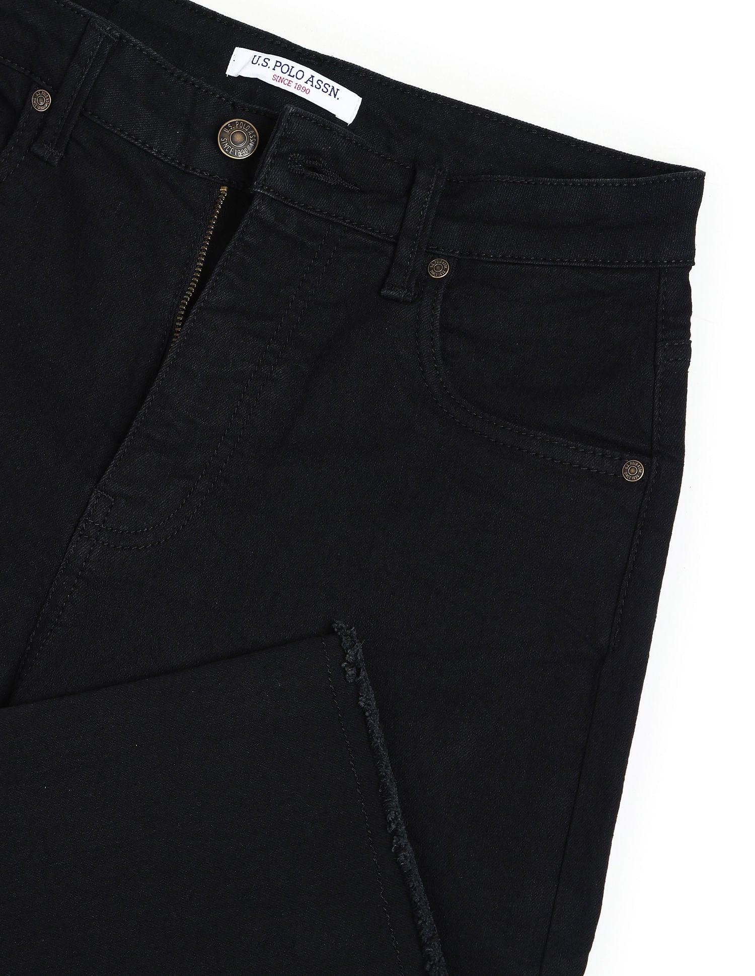 High Rise Wide Leg Rinsed Premium Jeans Black - U.S. POLO ASSN. | Large