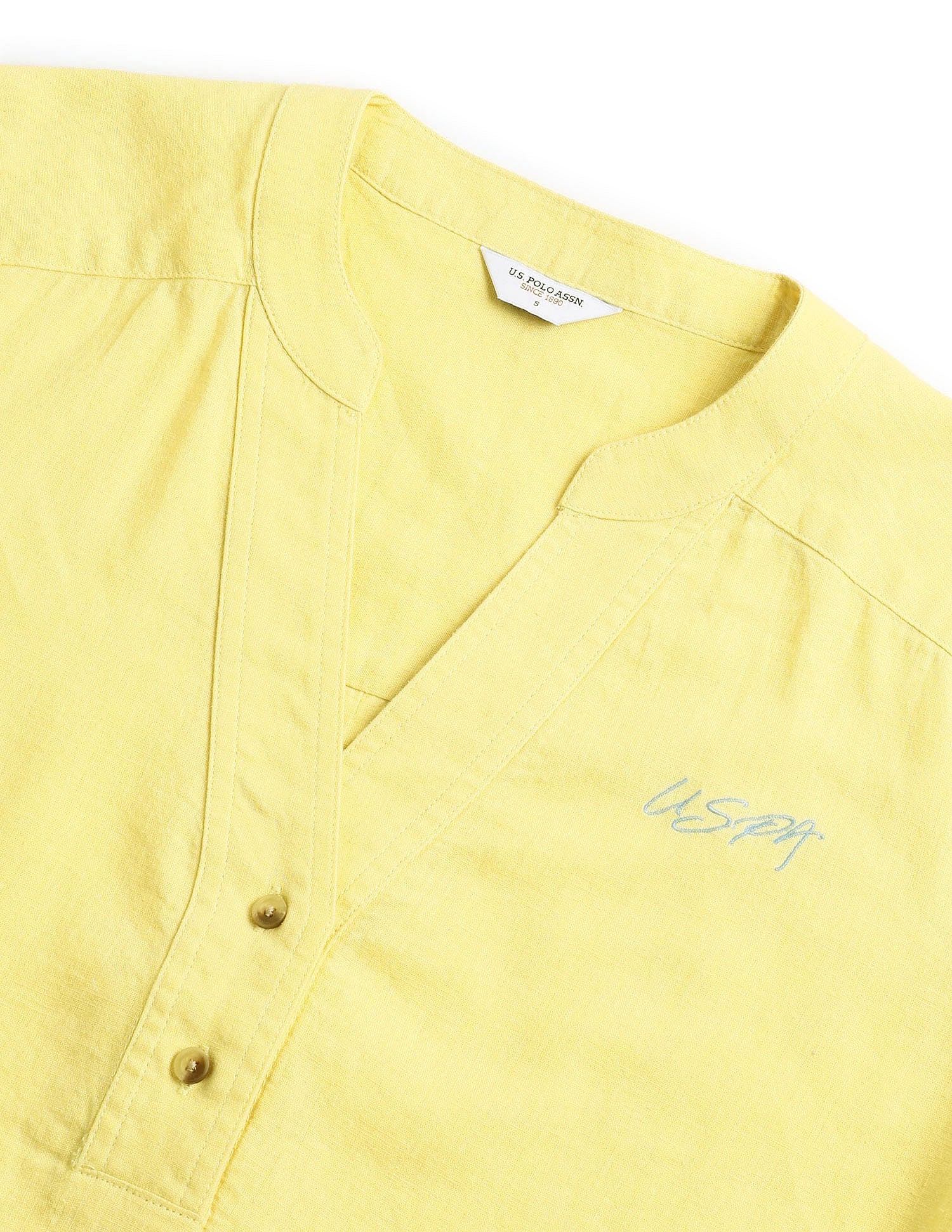 Solid Linen Tunic Top Light Yellow - U.S. POLO ASSN. | Large