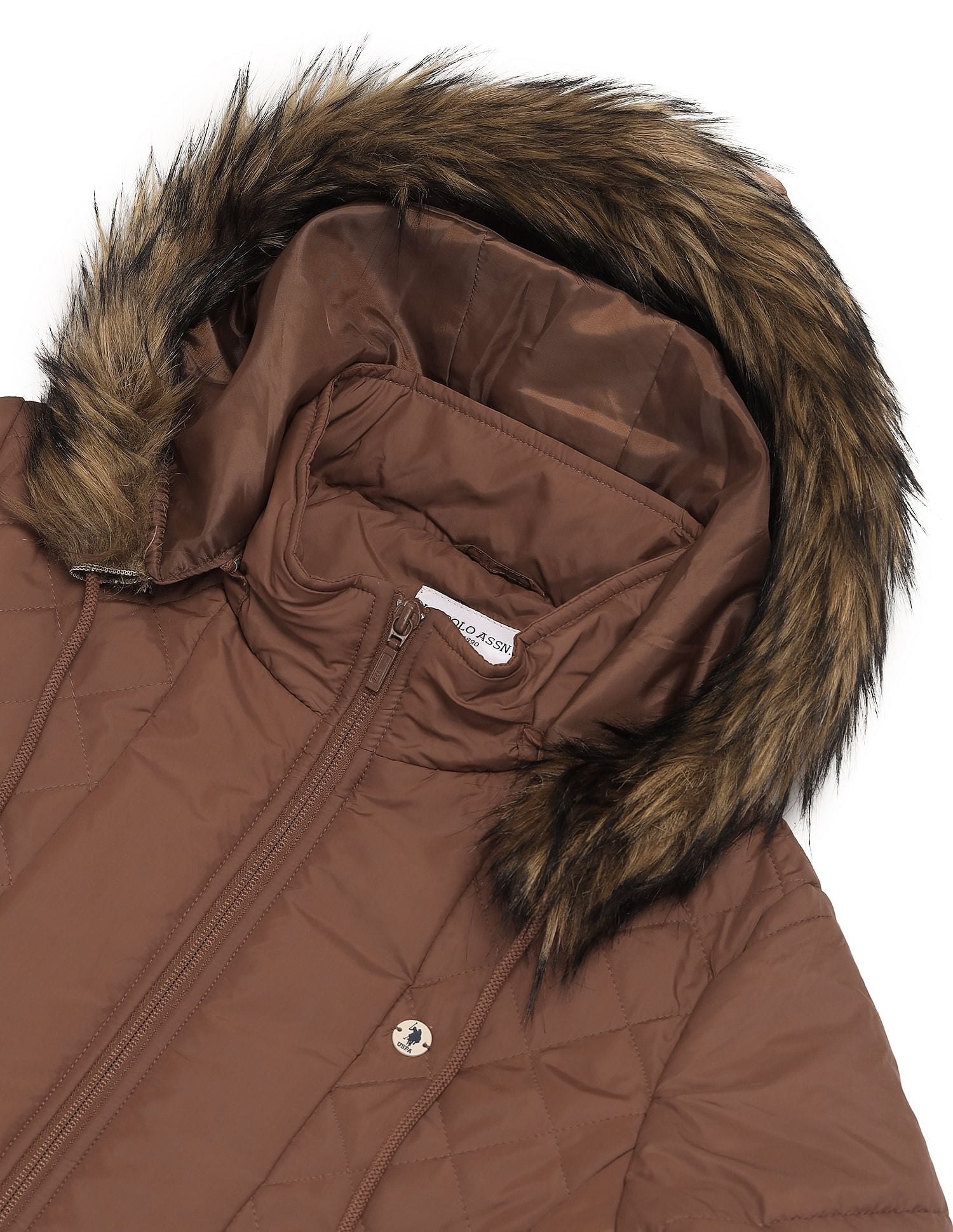 Hooded Solid Padded Jacket Brown - U.S. POLO ASSN. | Large