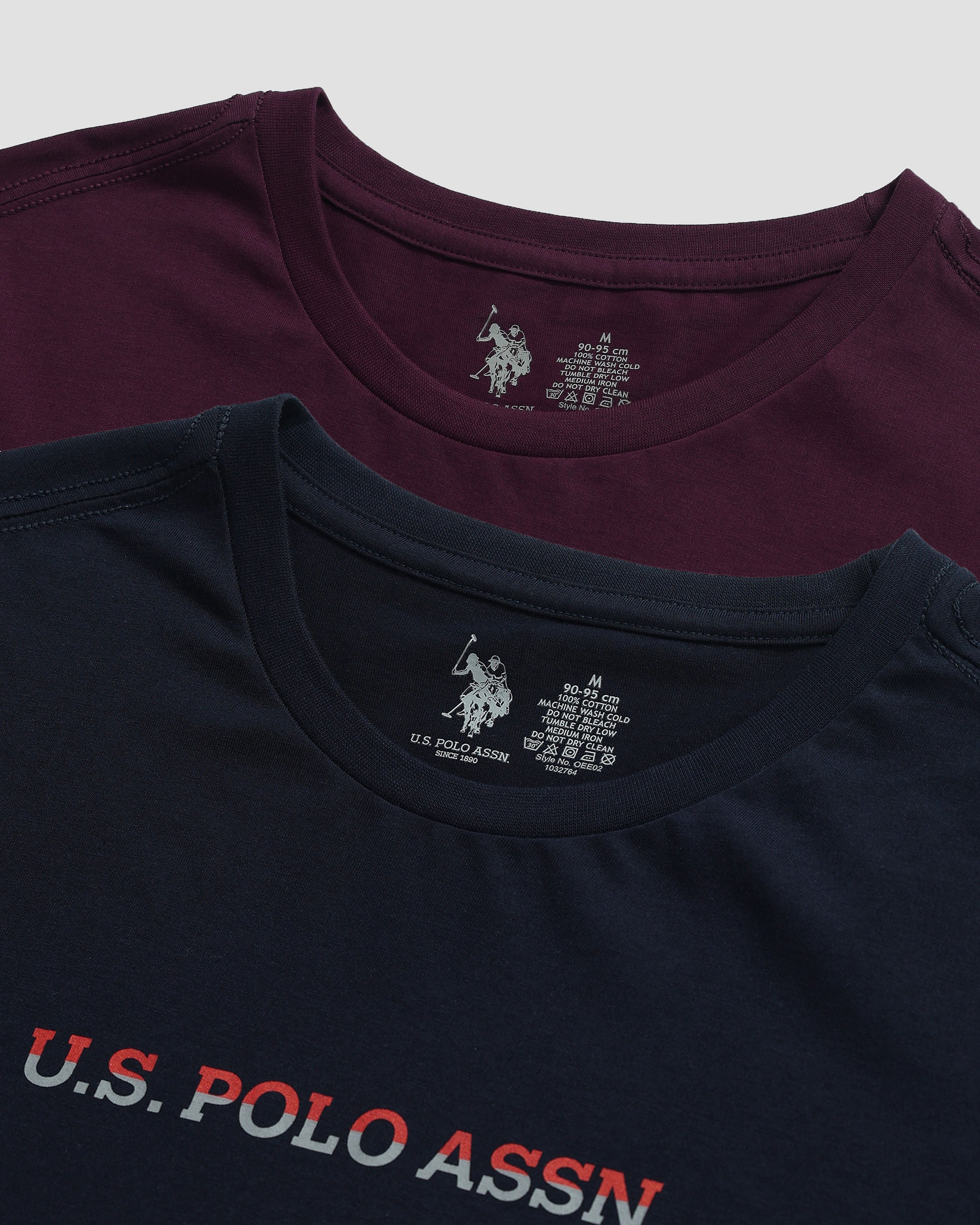 Brand Print Cotton OEE02 Lounge T-Shirt - Pack Of 2 Navy and Fig - U.S. POLO ASSN. | Large