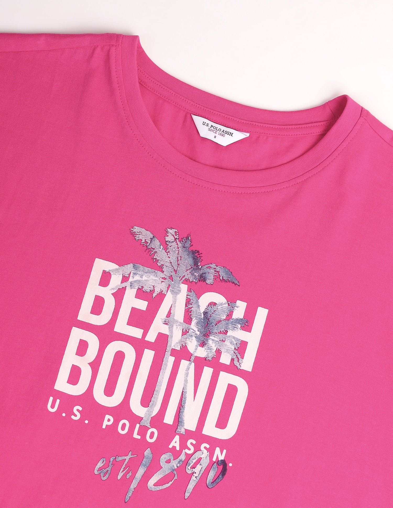 Typographic Print Boyfriend T-Shirt Fuchsia - U.S. POLO ASSN. | Large