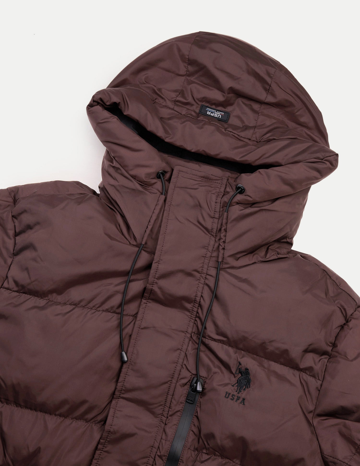 Solid Regular Fit Puffer Jacket Brown - U.S. Polo Assn. India | Large