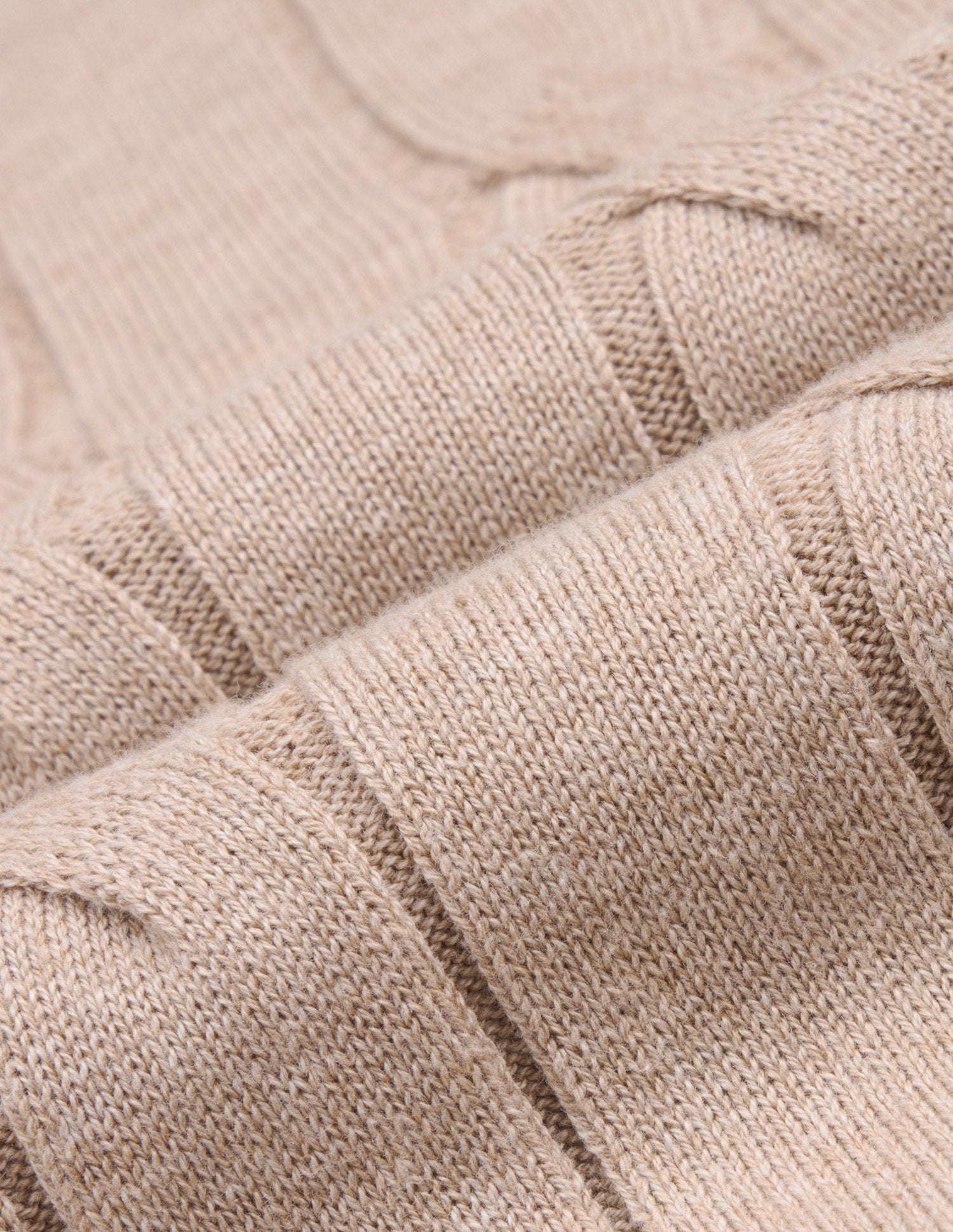 Cable Patterned Knit Regular Fit Sweater Beige - U.S. Polo Assn. India | Large