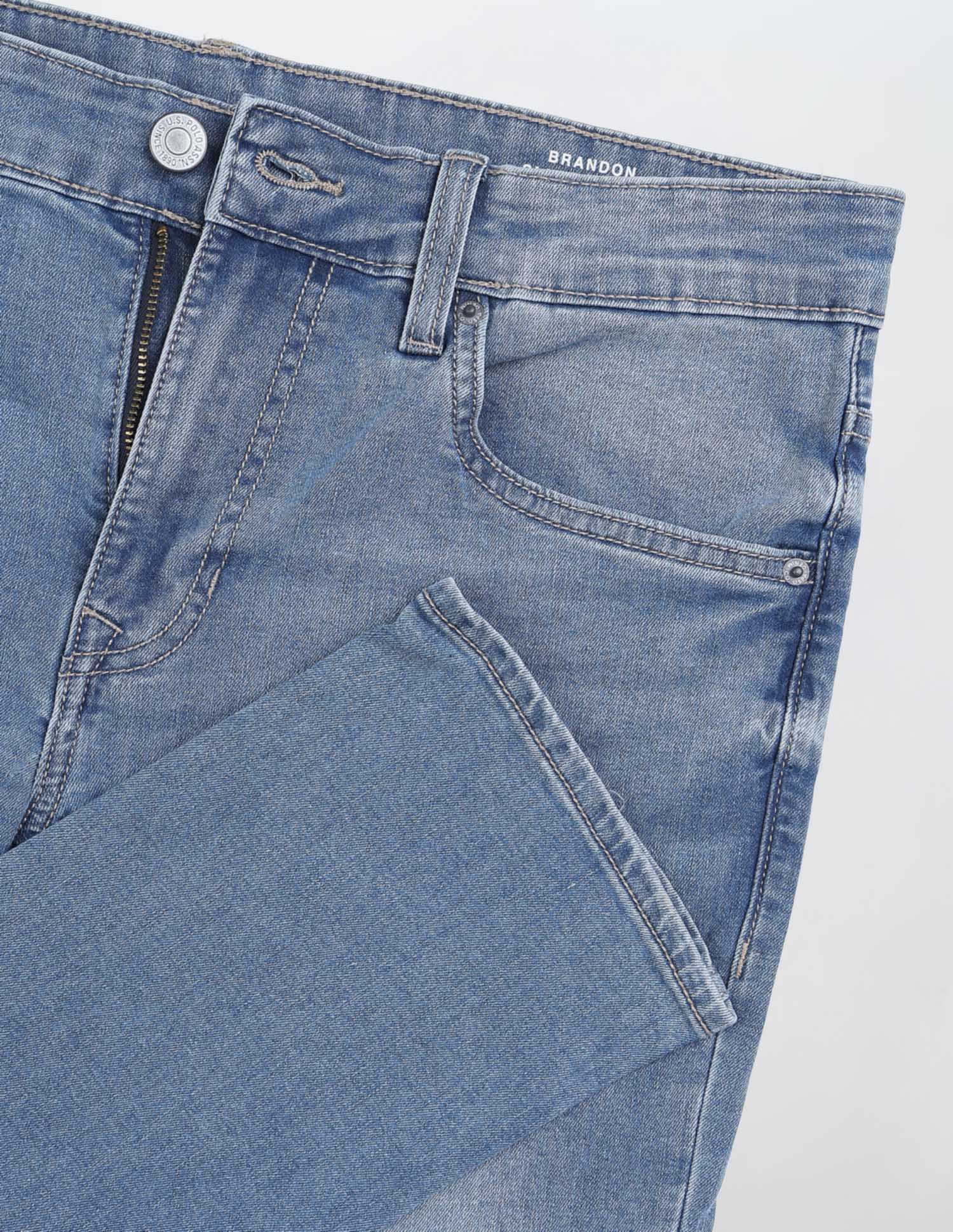 Brandon Slim Tapered Fit Blue Jeans Light Indigo - U.S. POLO ASSN. | Large