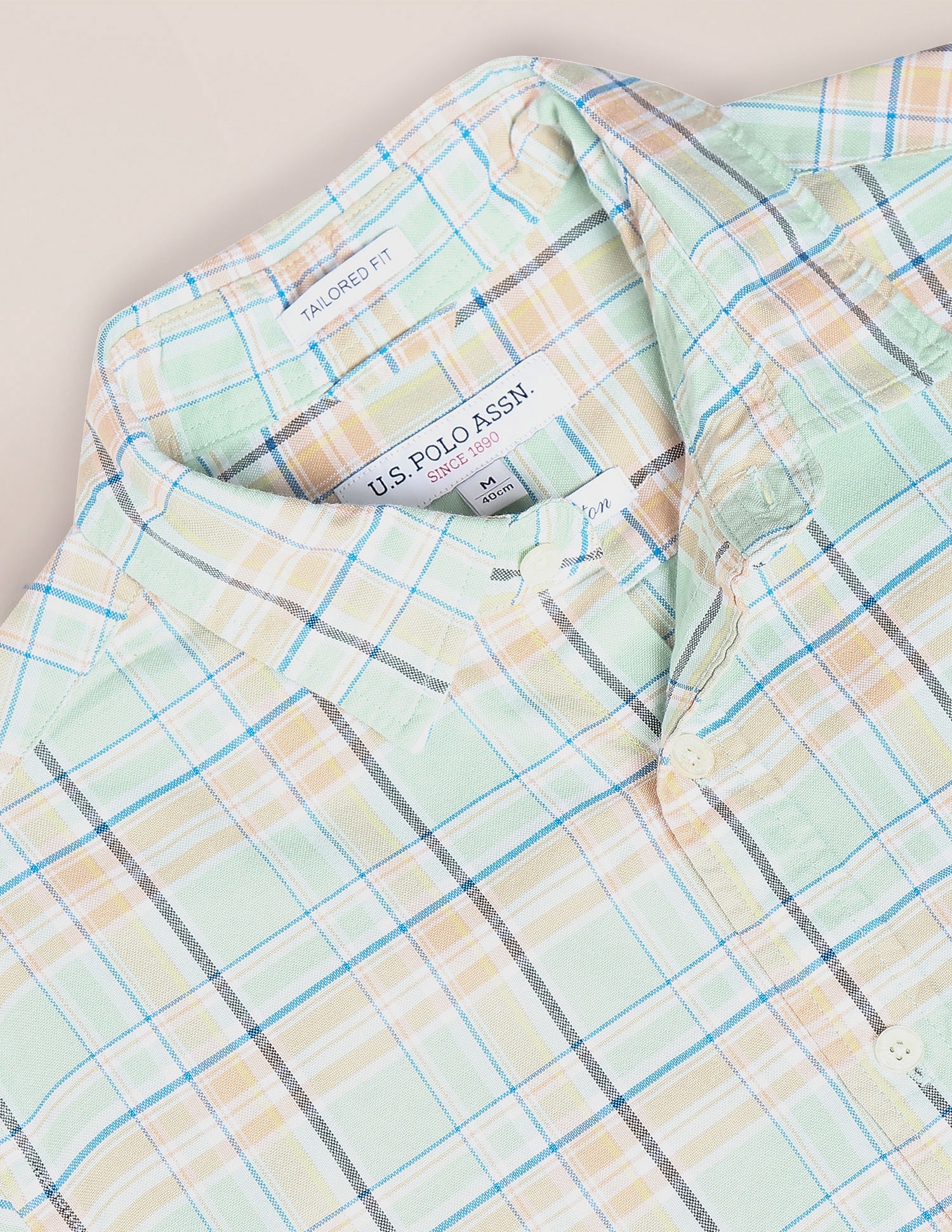 Plaid Check Cotton Shirt Light Green - U.S. Polo Assn. India | Large