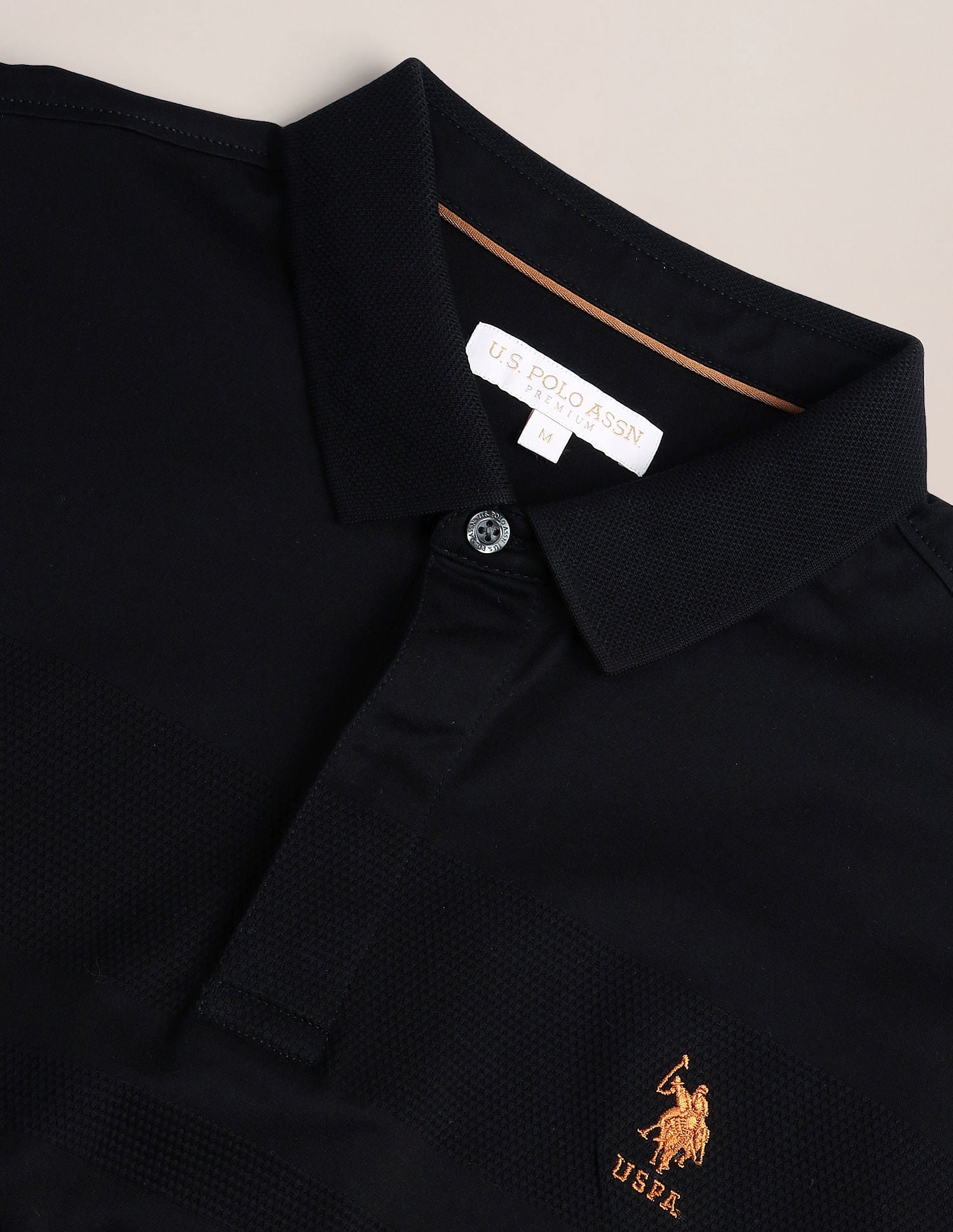 Contrast Logo Slim Polo Shirt Black - U.S. Polo Assn. India | Large