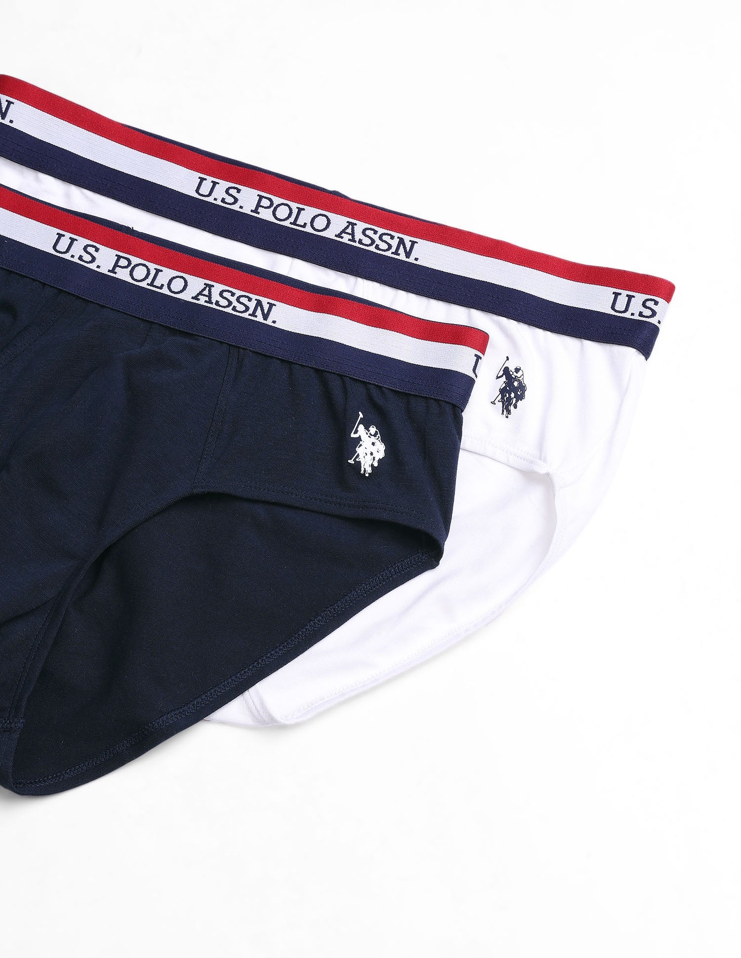 Striped Waistband EB002 Briefs - Pack Of 2 White and Navy - U.S. POLO ASSN. | Large