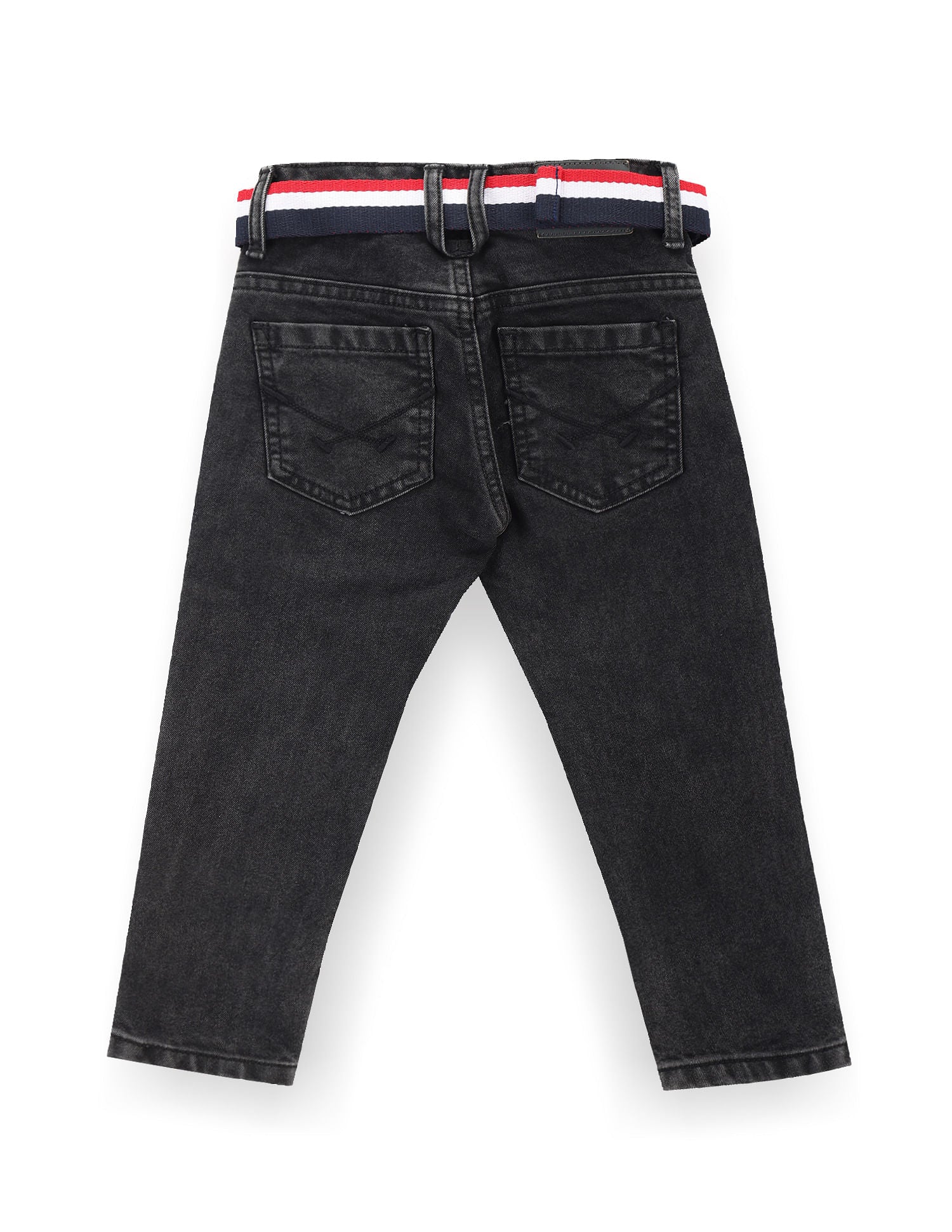 Boys Slim Fit Striped Belt Jeans Black - U.S. POLO ASSN. | Large