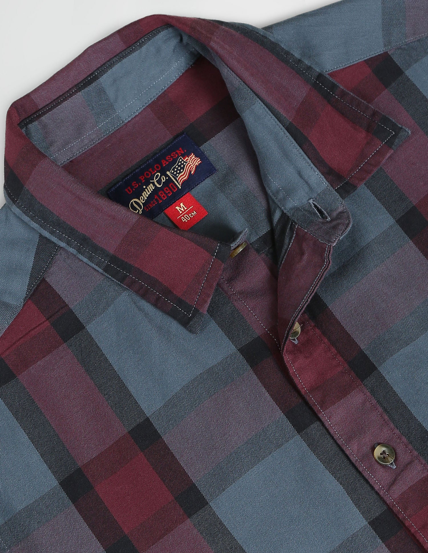 Twill Cotton Shirt Maroon - U.S. Polo Assn. India | Large