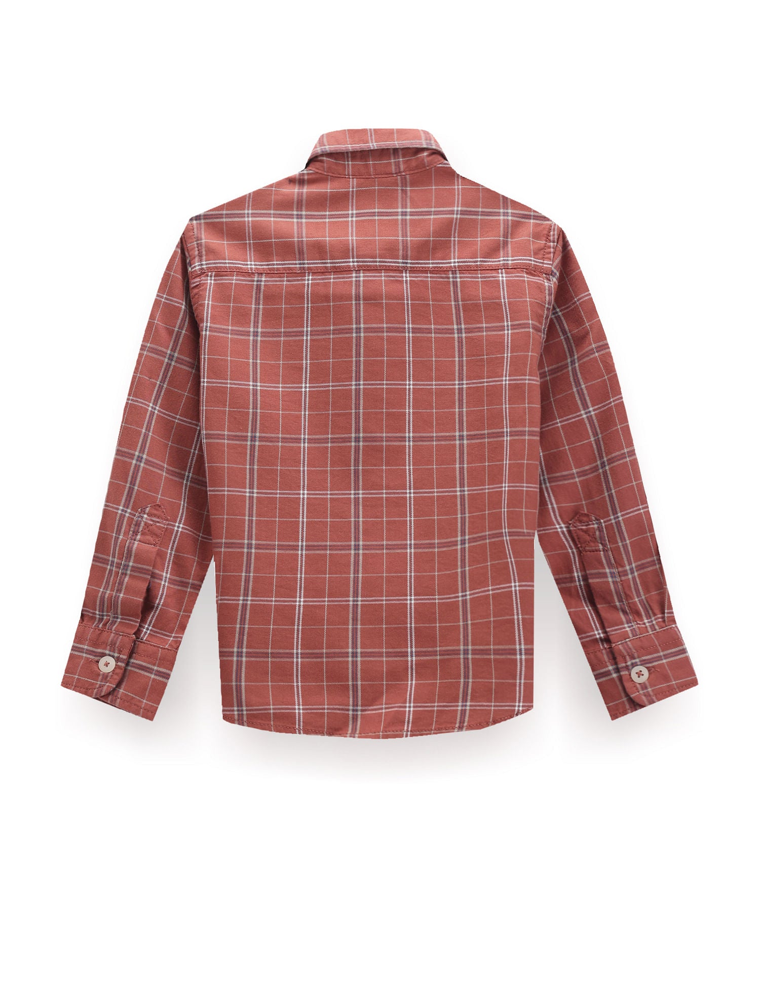 Boys Grid Check Twill Shirt Brick Red - U.S. POLO ASSN. | Large