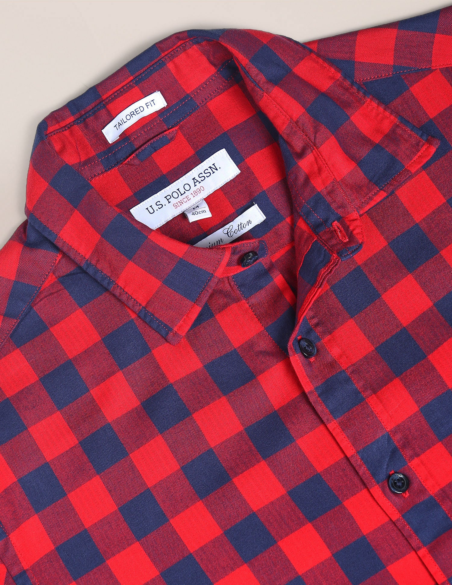 Premium Cotton Buffalo Check Shirt Red - U.S. Polo Assn. India | Large