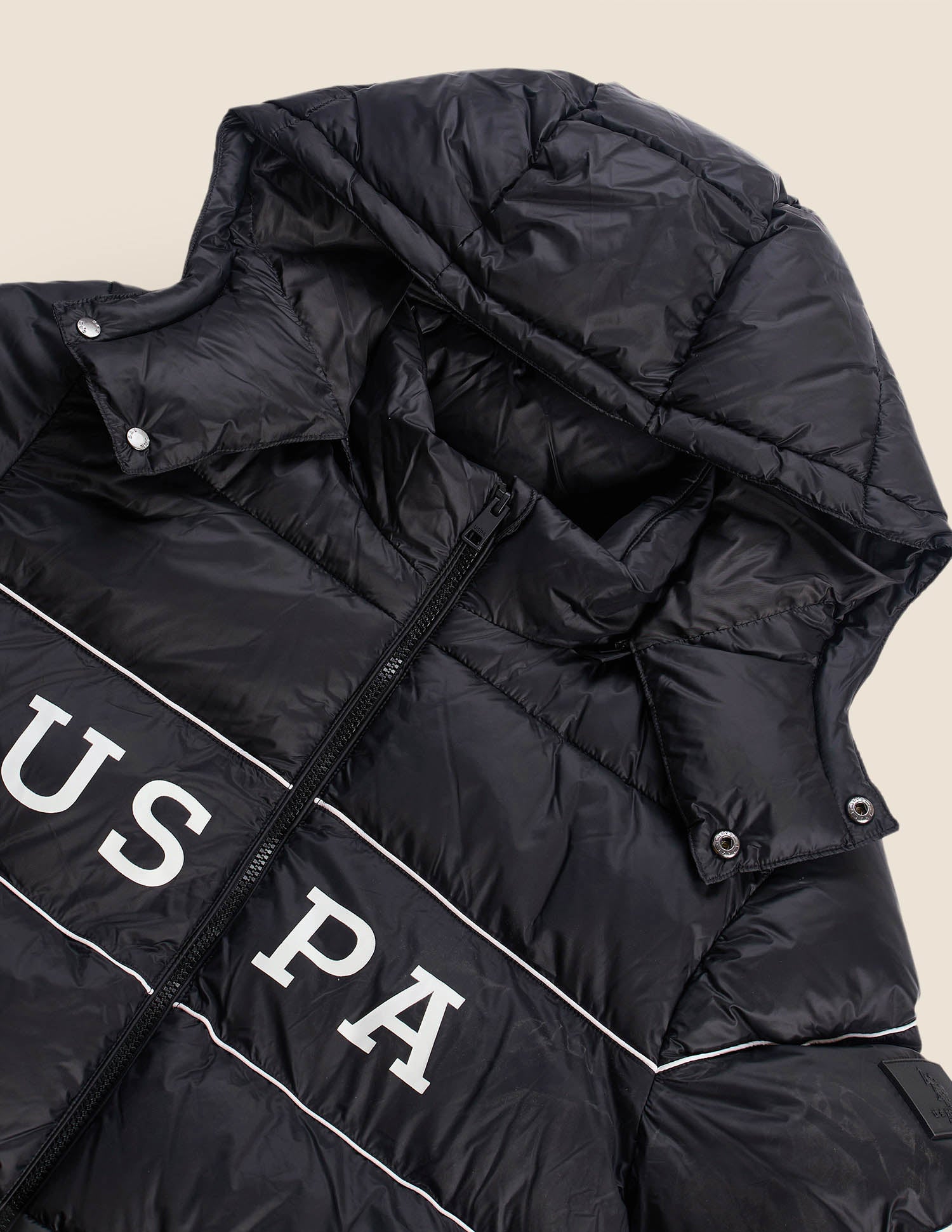 Colourblocked Regular Fit Puffer Jacket Black - U.S. Polo Assn. India | Large