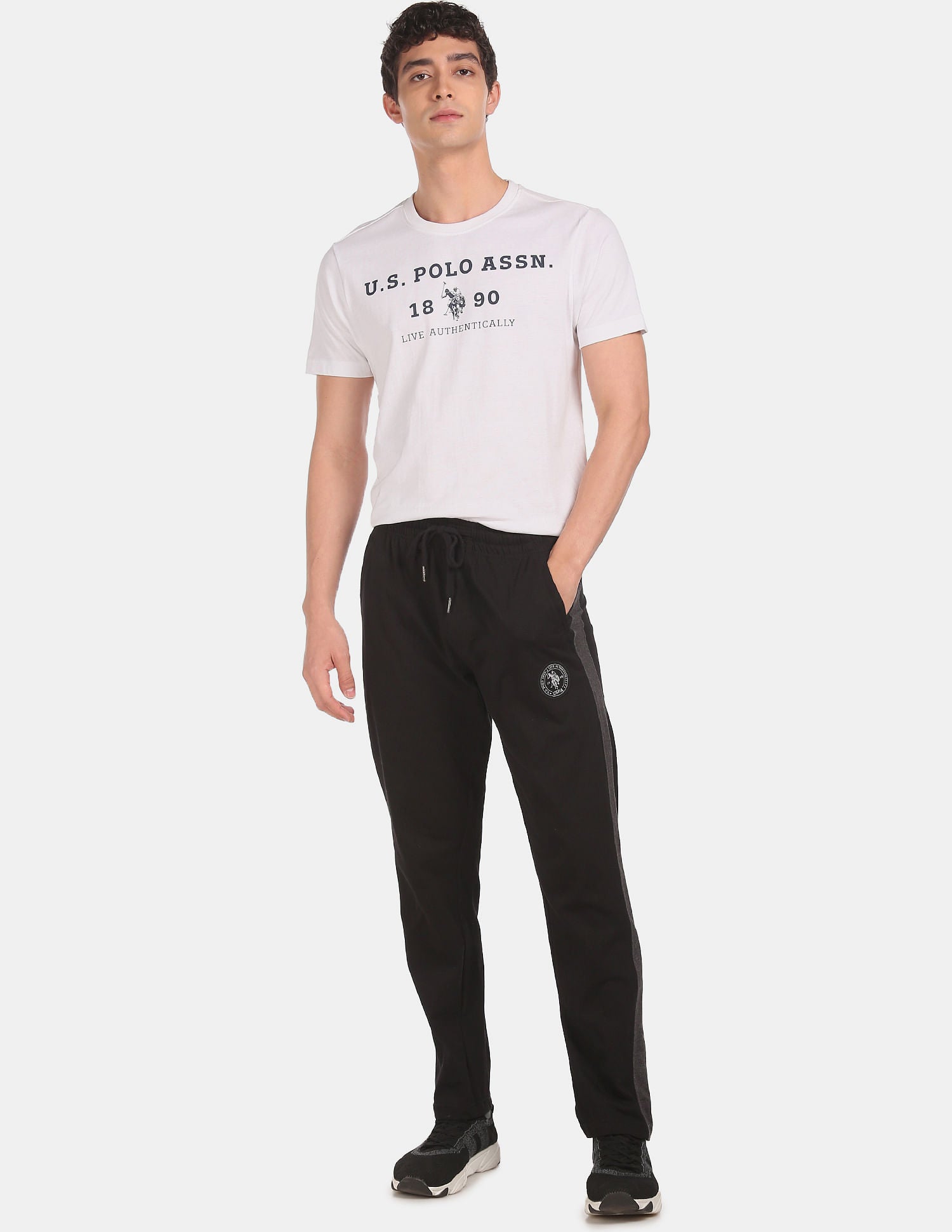 Comfort Fit Cotton Polyester I669 Lounge Track Pants - Pack Of 1 Black - U.S. POLO ASSN. | Large