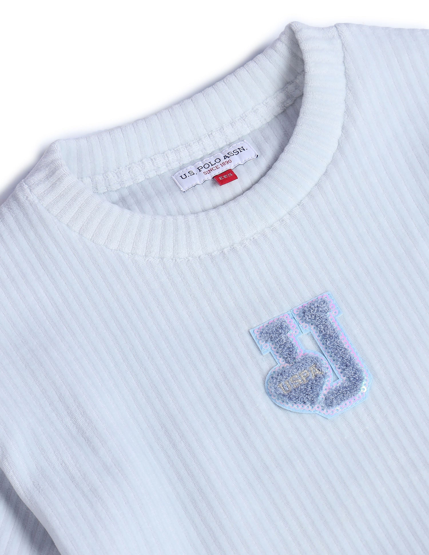 Girls Ribbed Sweatshirt Light Blue - U.S. POLO ASSN. | Large