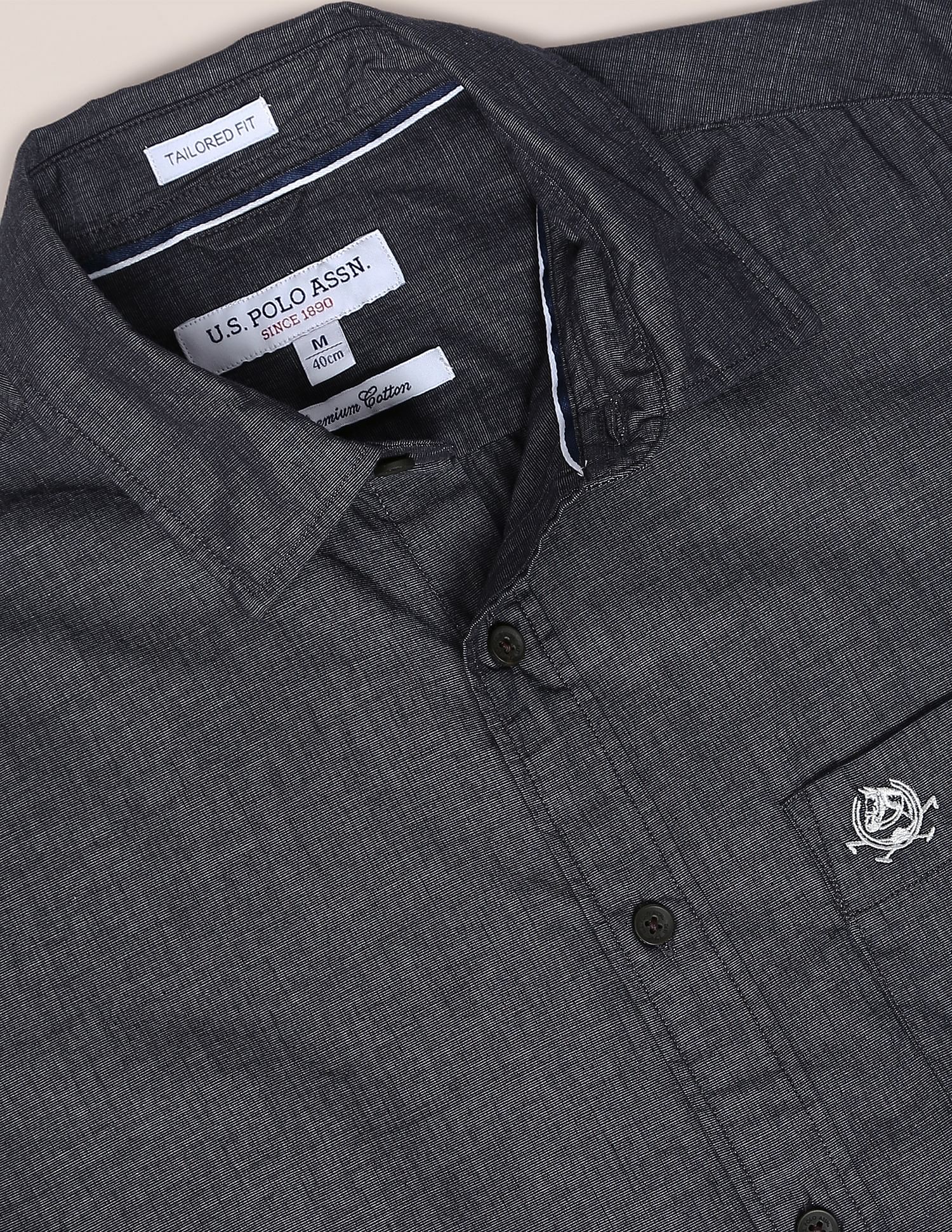 Patch Pocket Heathered Casual Shirt Charcoal - U.S. Polo Assn. India | Large