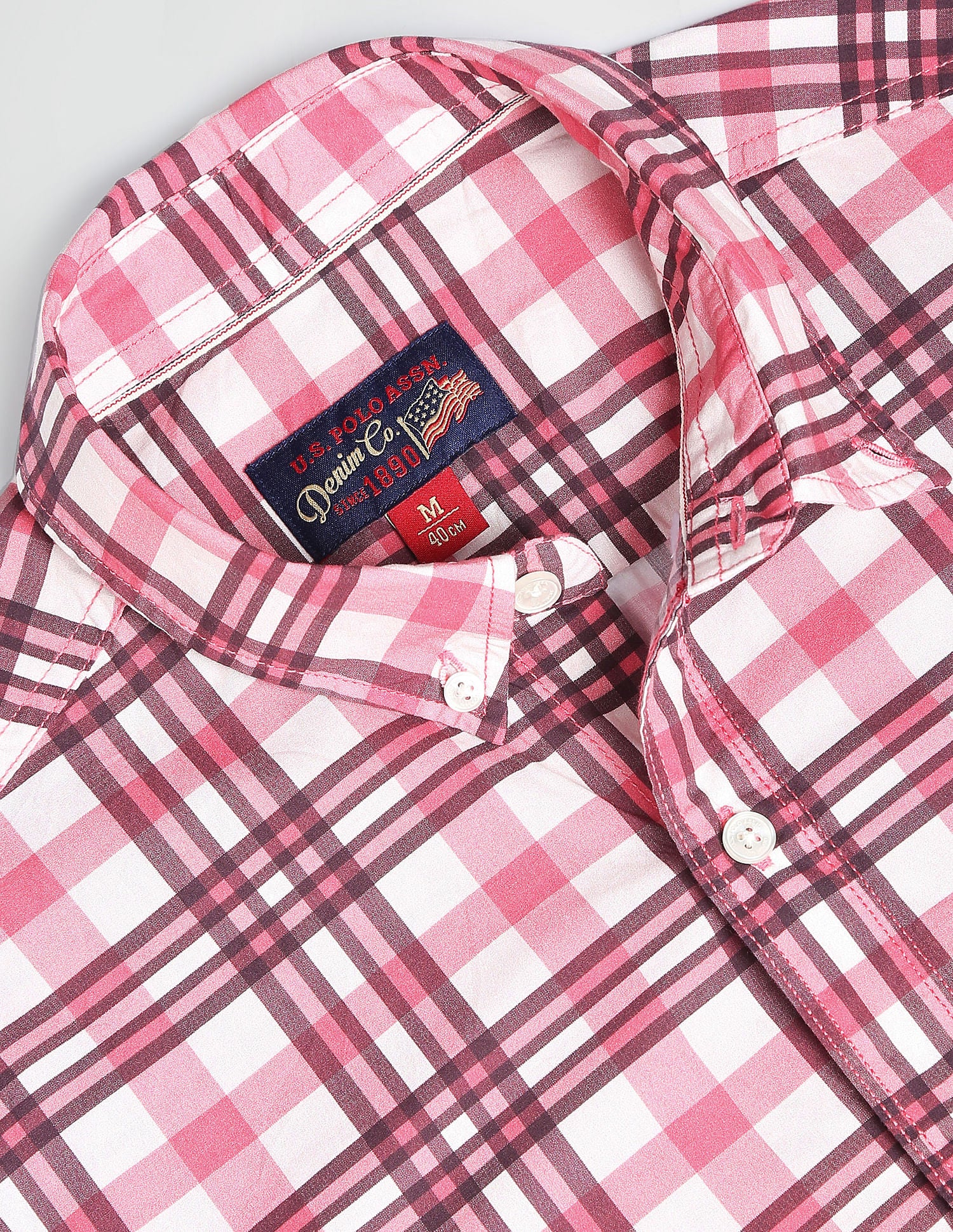 Slim Fit Plaid Shirt Pink - U.S. Polo Assn. India | Large