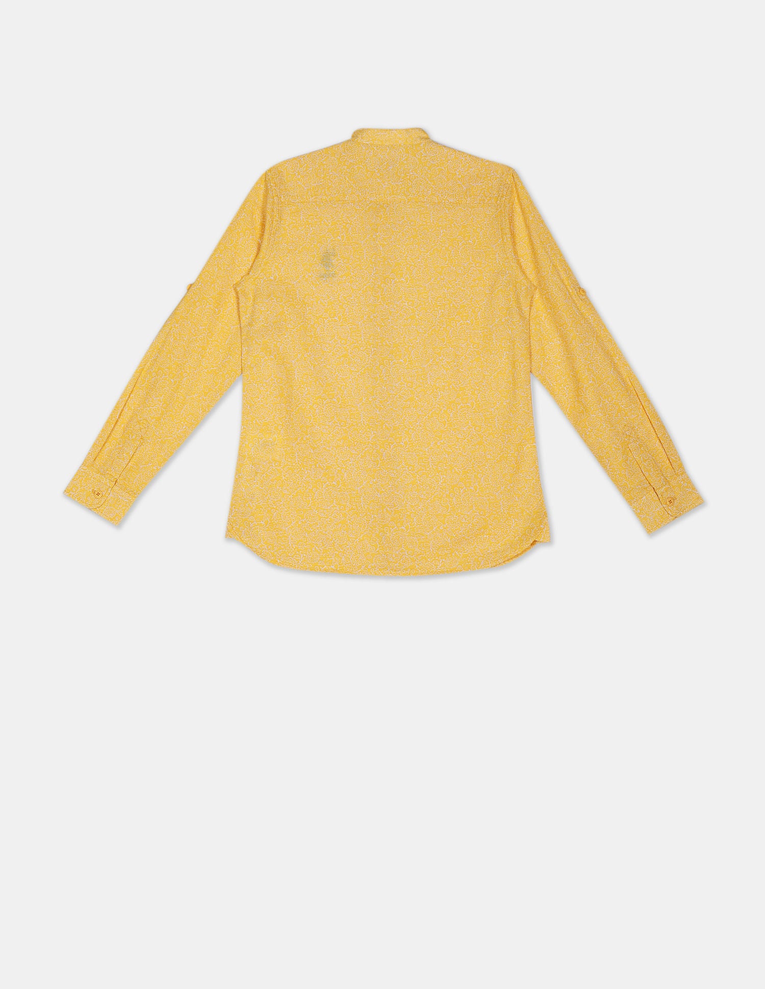 Boys Mustard Mandarin Collar Print Shirt Mustard - U.S. Polo Assn. India | Large