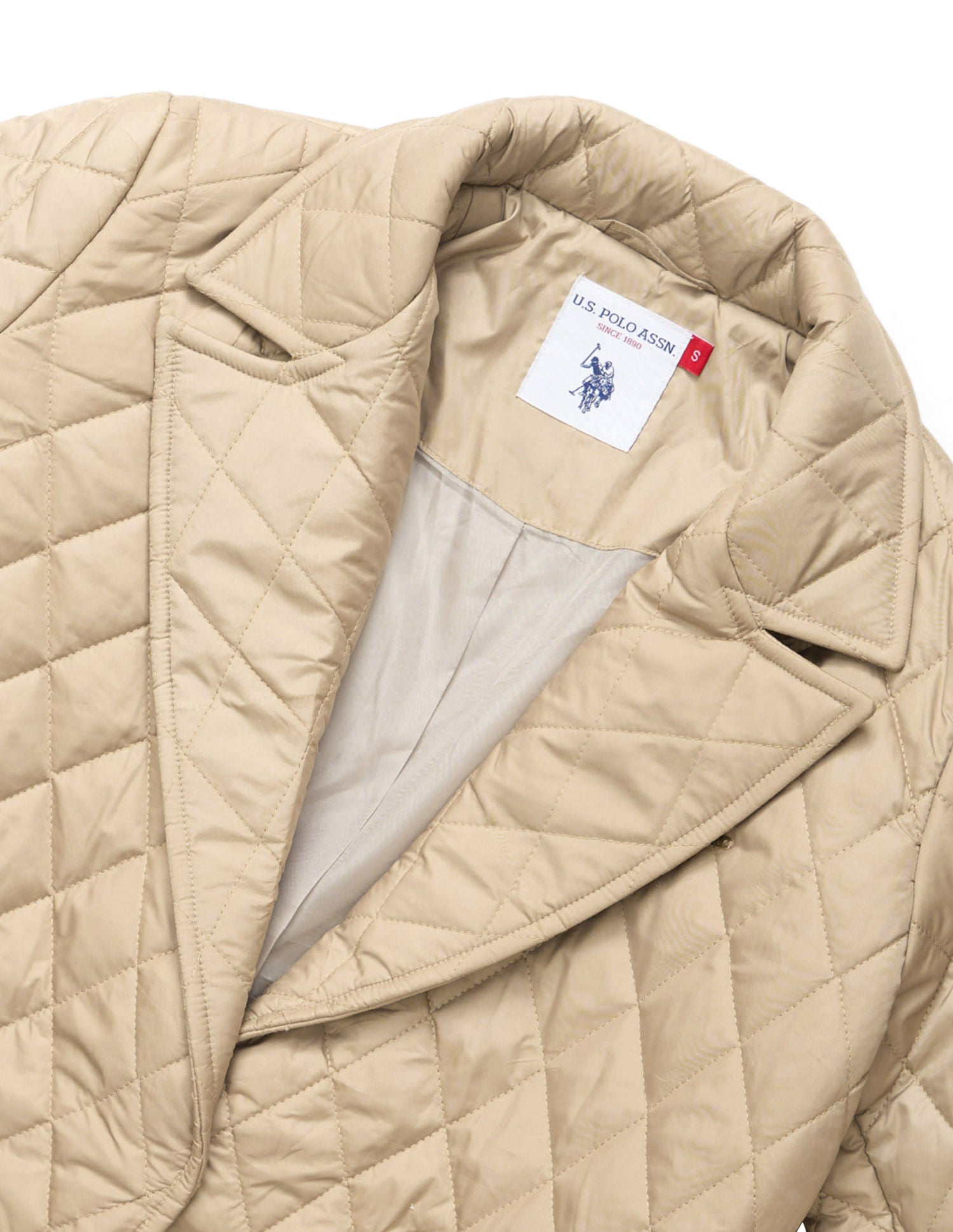 Solid Longline Qulited Jacket Beige - U.S. POLO ASSN. | Large