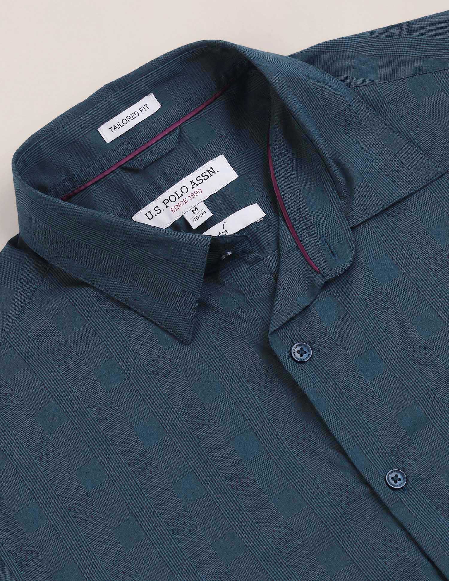 Tailored Fit Check Shirt Teal - U.S. Polo Assn. India | Large