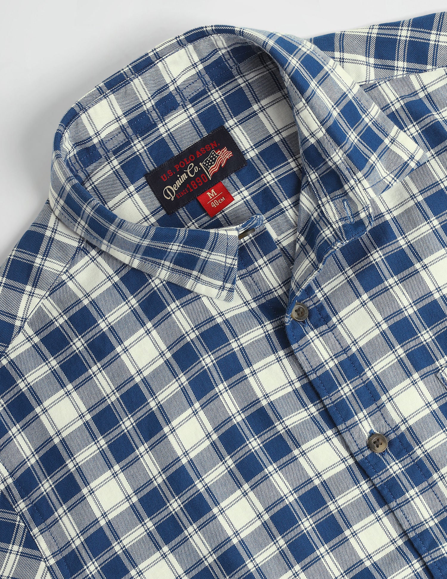 Cutaway Collar Tartan Shirt Blue - U.S. Polo Assn. India | Large