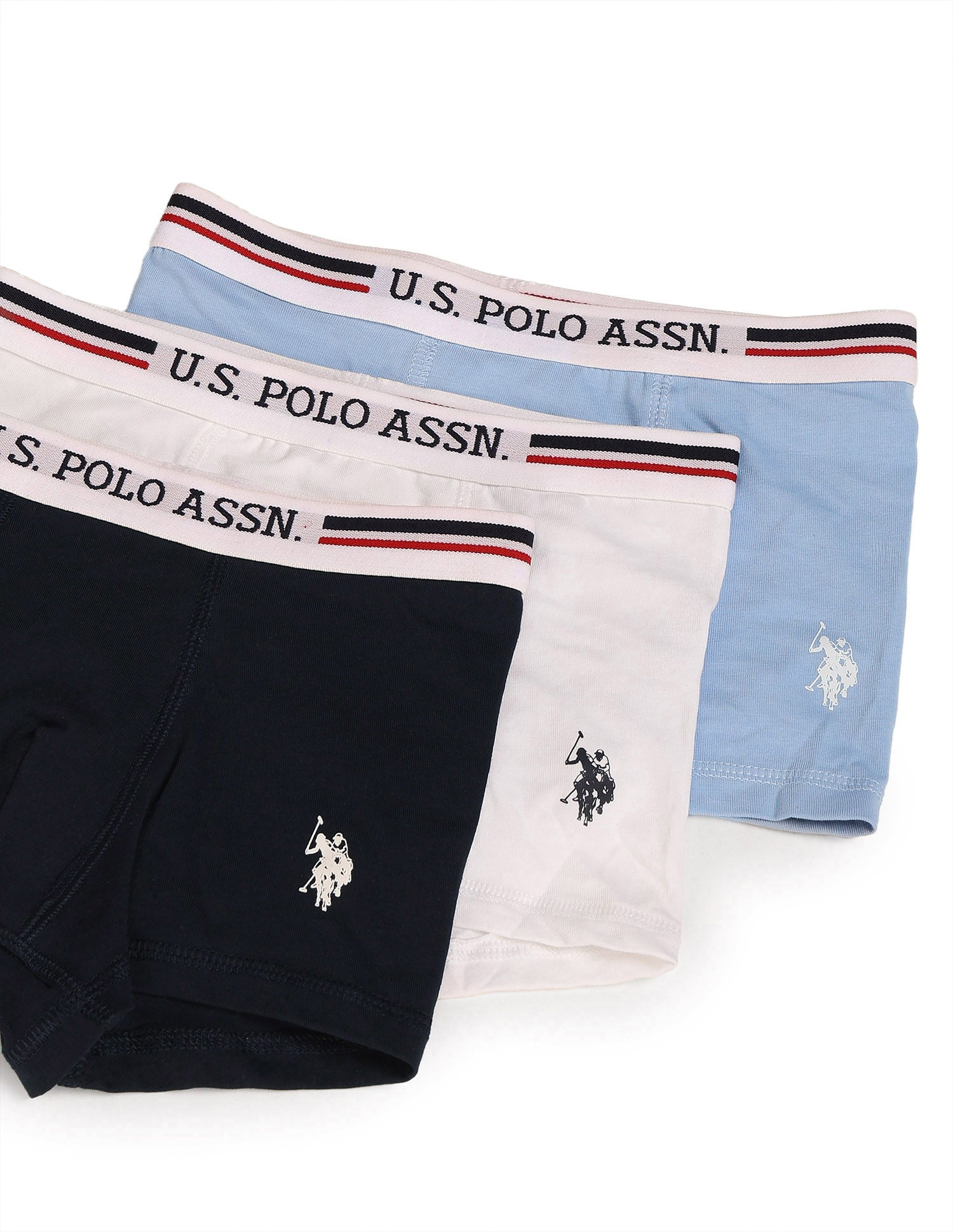 Boys Moisture Wicking Briefs - Pack Of 3 White/Navy/Power Blue - U.S. POLO ASSN. | Large