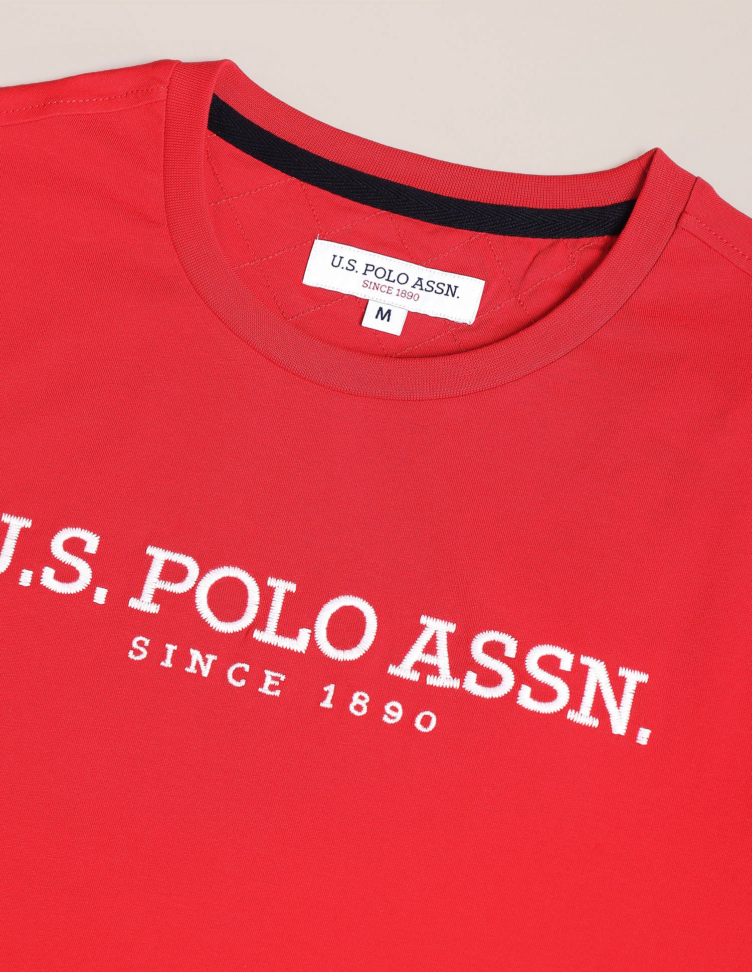 Brand Embroidered Cotton T-Shirt Red - U.S. POLO ASSN. | Large