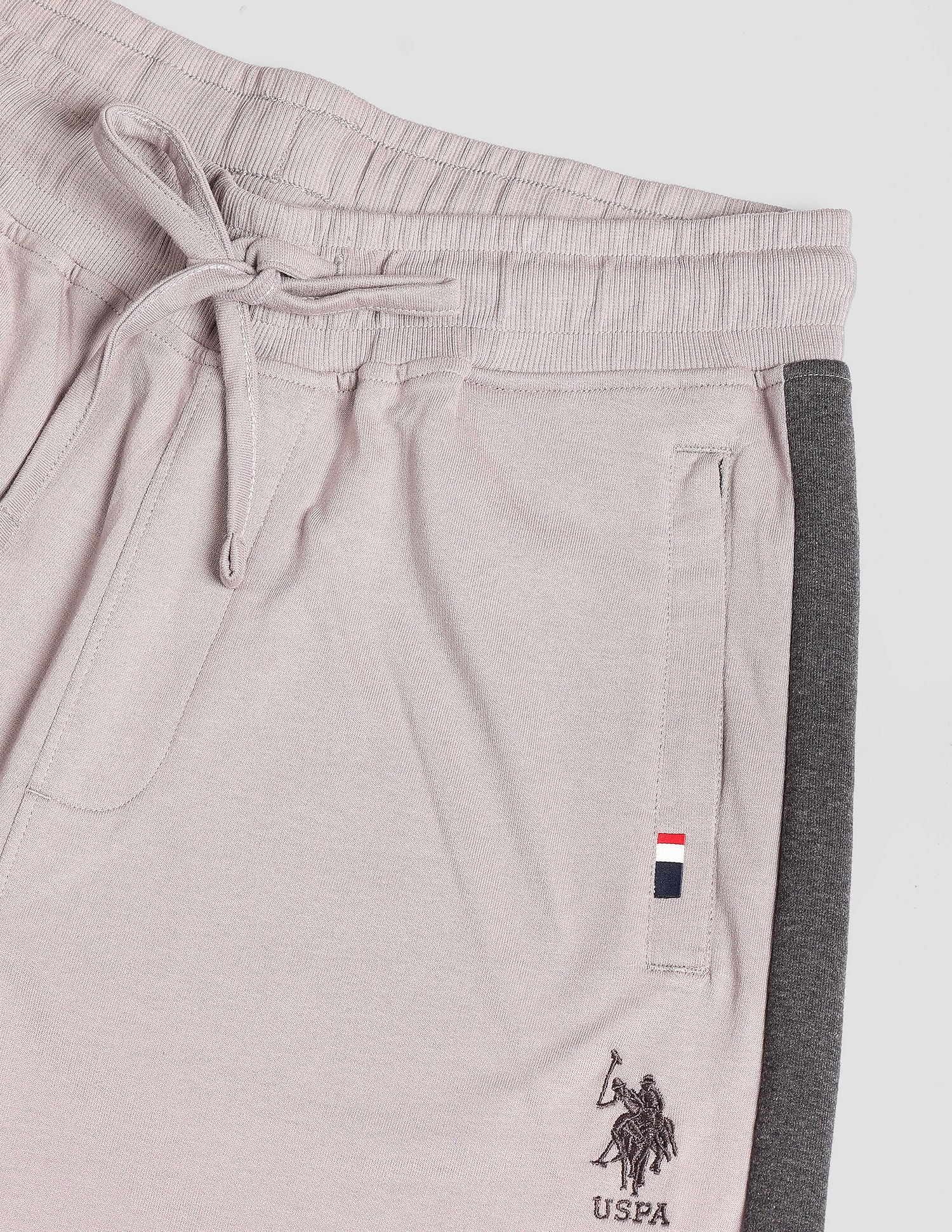 Contrast Panel Tapered OJ001 Lounge Joggers - Pack Of 1 Ash - U.S. POLO ASSN. | Large