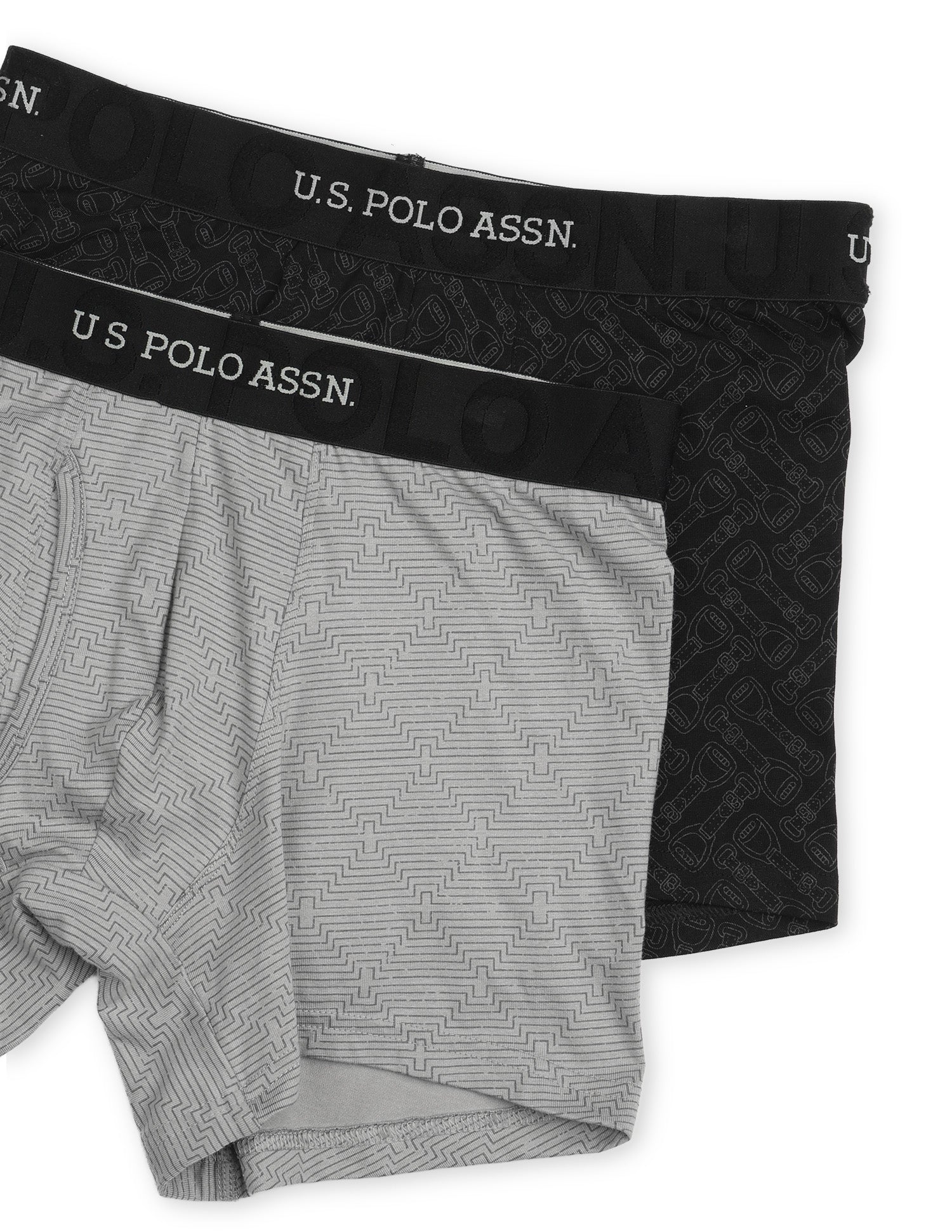 Printed Cotton Stretch Essential OET22 Long Trunk - Pack Of 2 Back/ Flint Grey - U.S. Polo Assn. India | Large