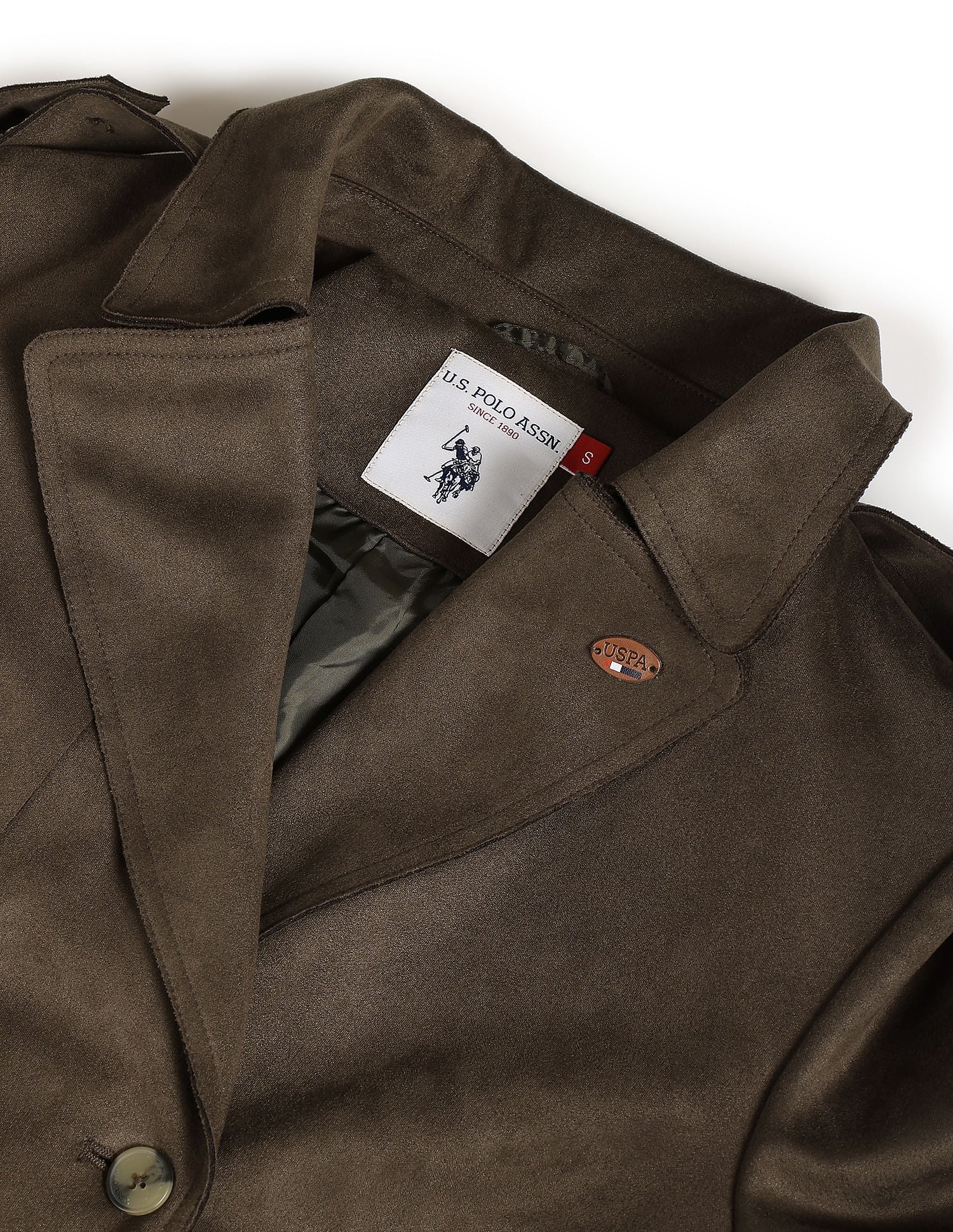 Double Breasted Solid Trench Coat Olive - U.S. POLO ASSN. | Large