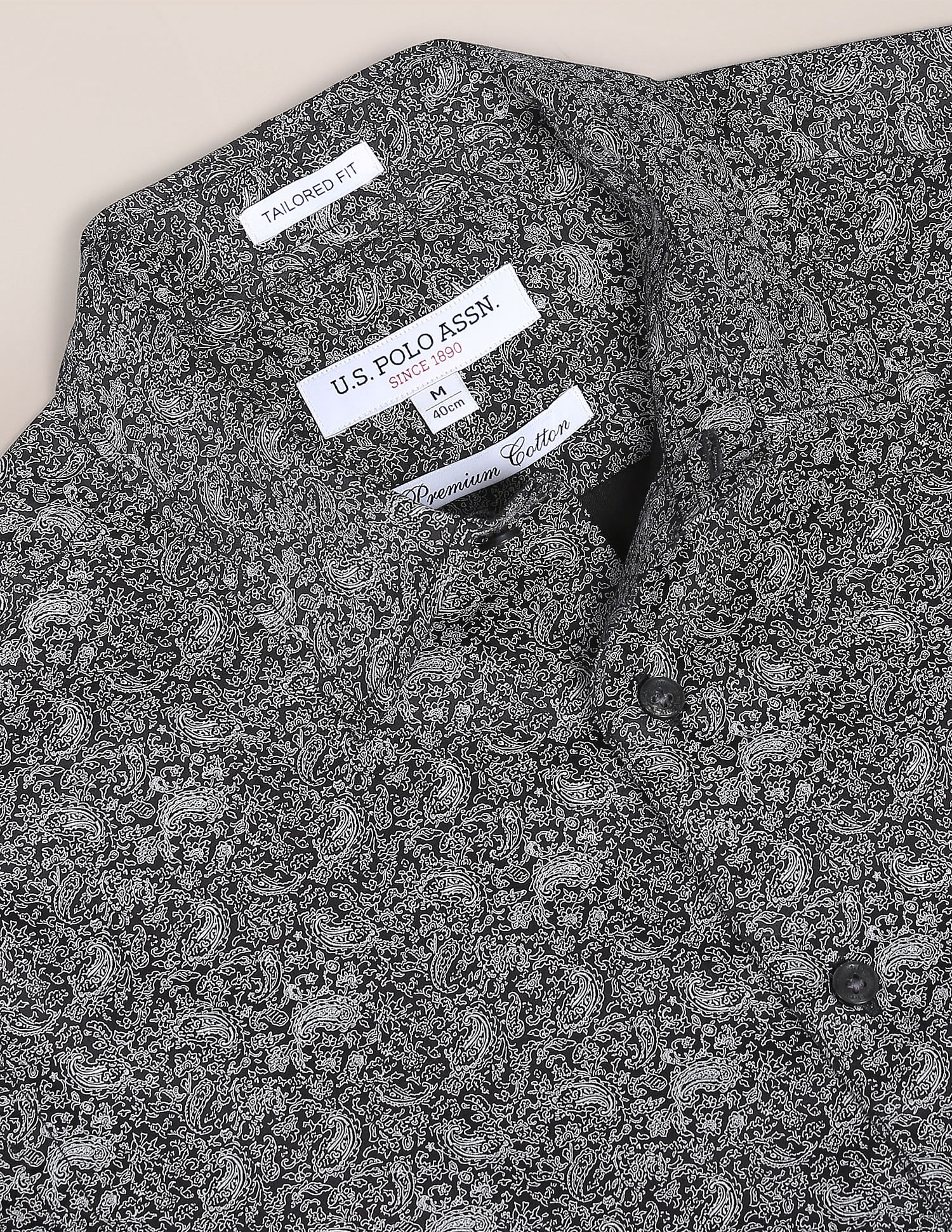 Paisley Print Cotton Casual Shirt Black - U.S. Polo Assn. India | Large