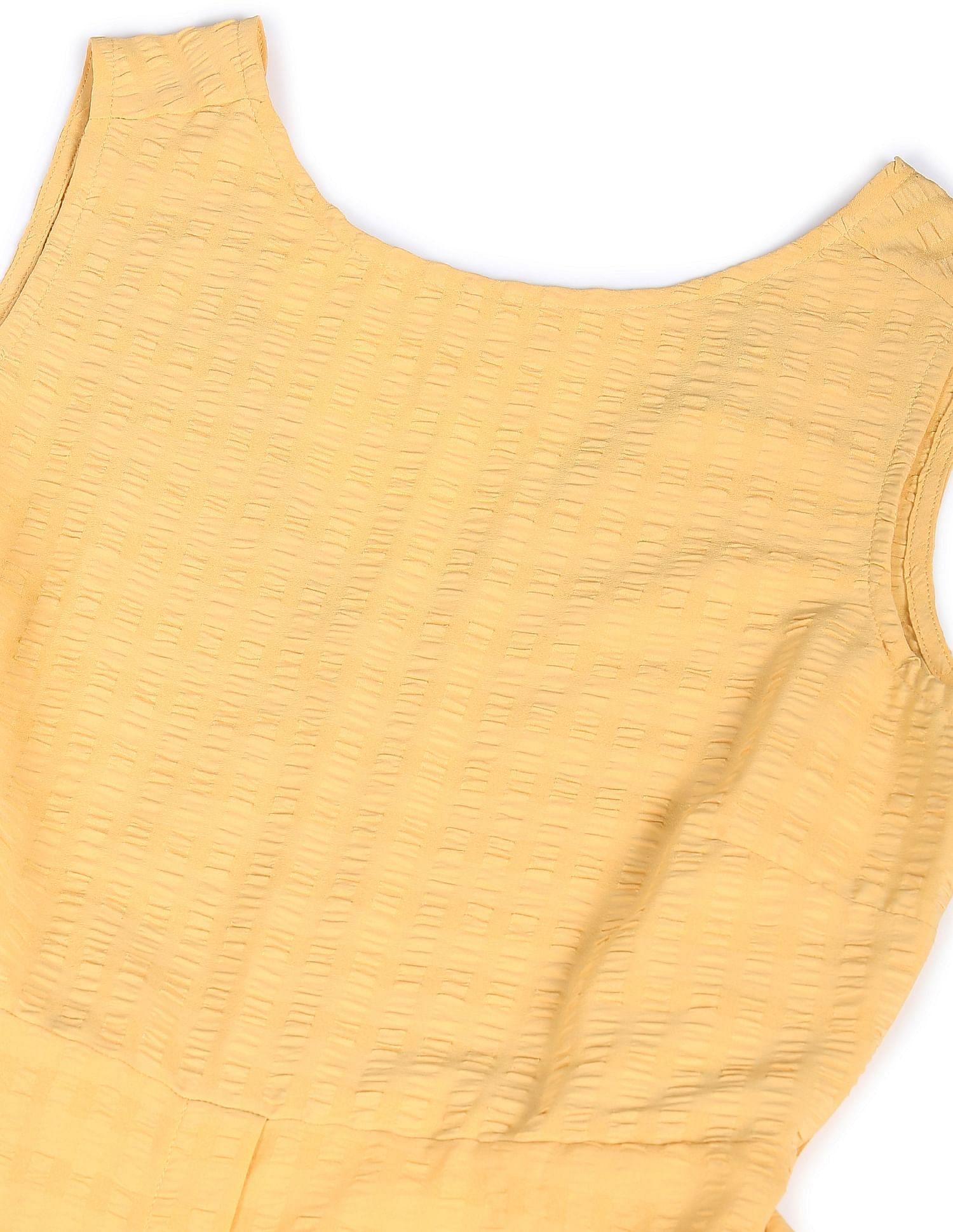 Boat Neck Polyester A-Line Dress Yellow - U.S. POLO ASSN. | Large