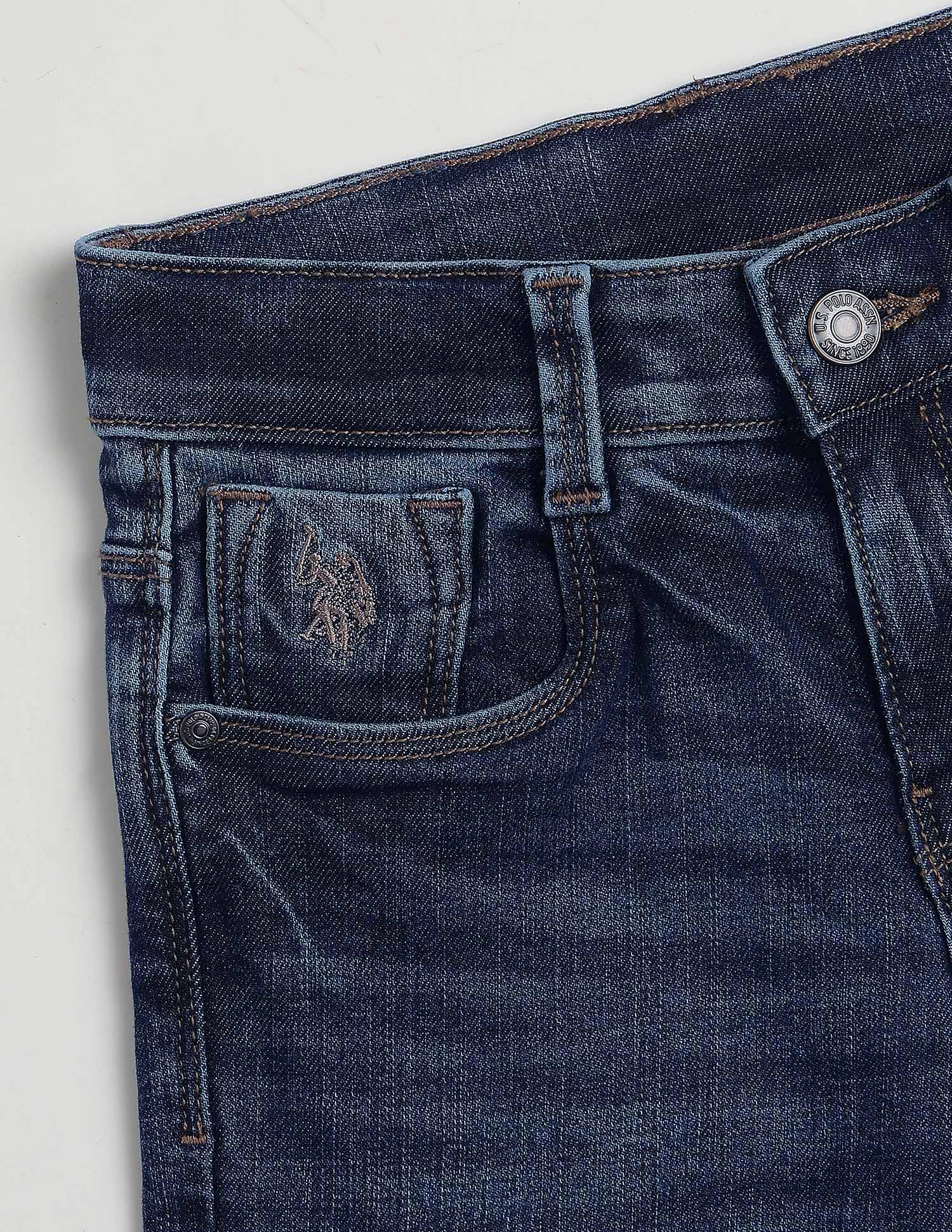 Whiskered Slim Fit Jeans Dark Blue - U.S. Polo Assn. India | Large